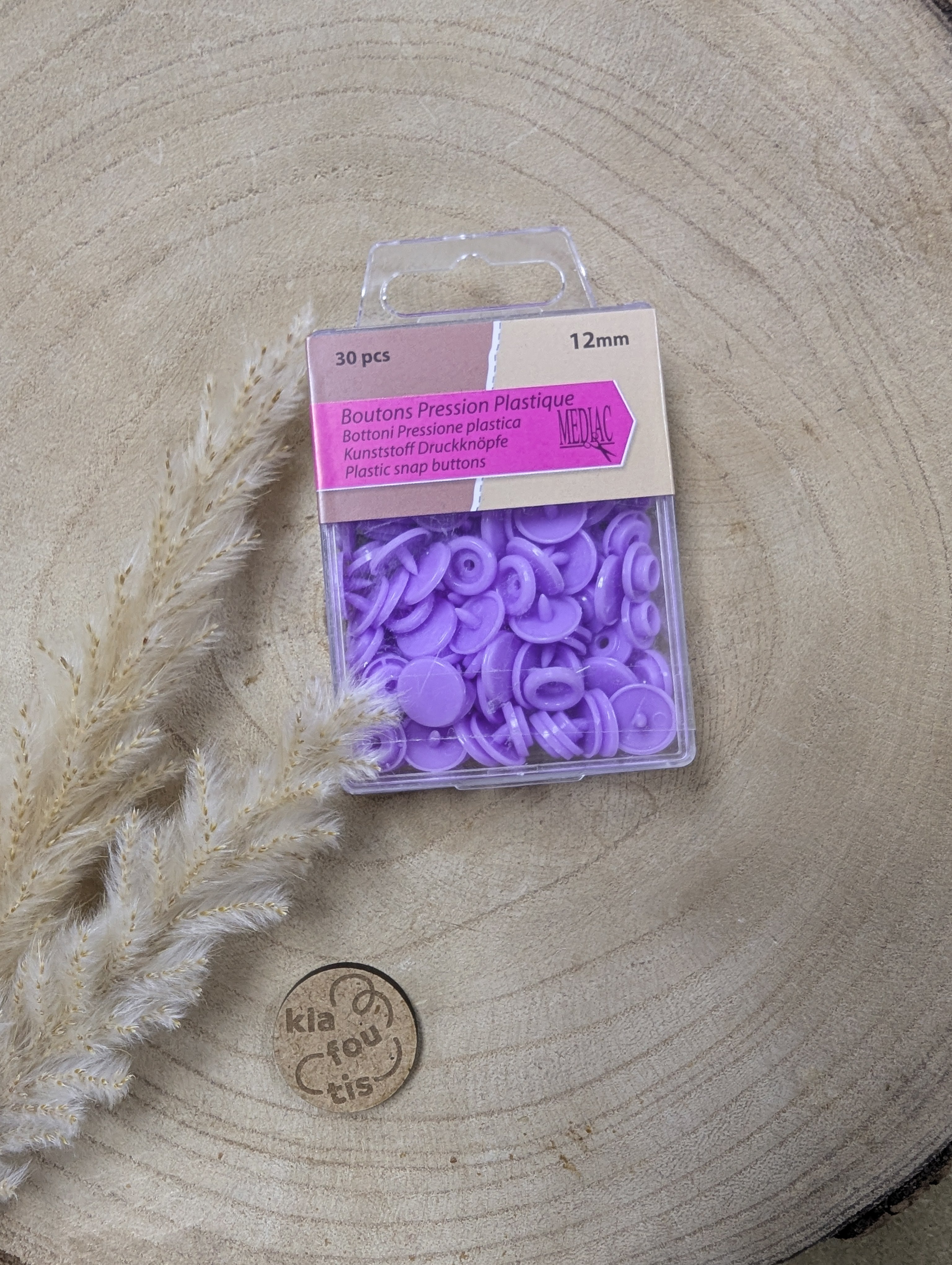 Pressions en plastique - lilas