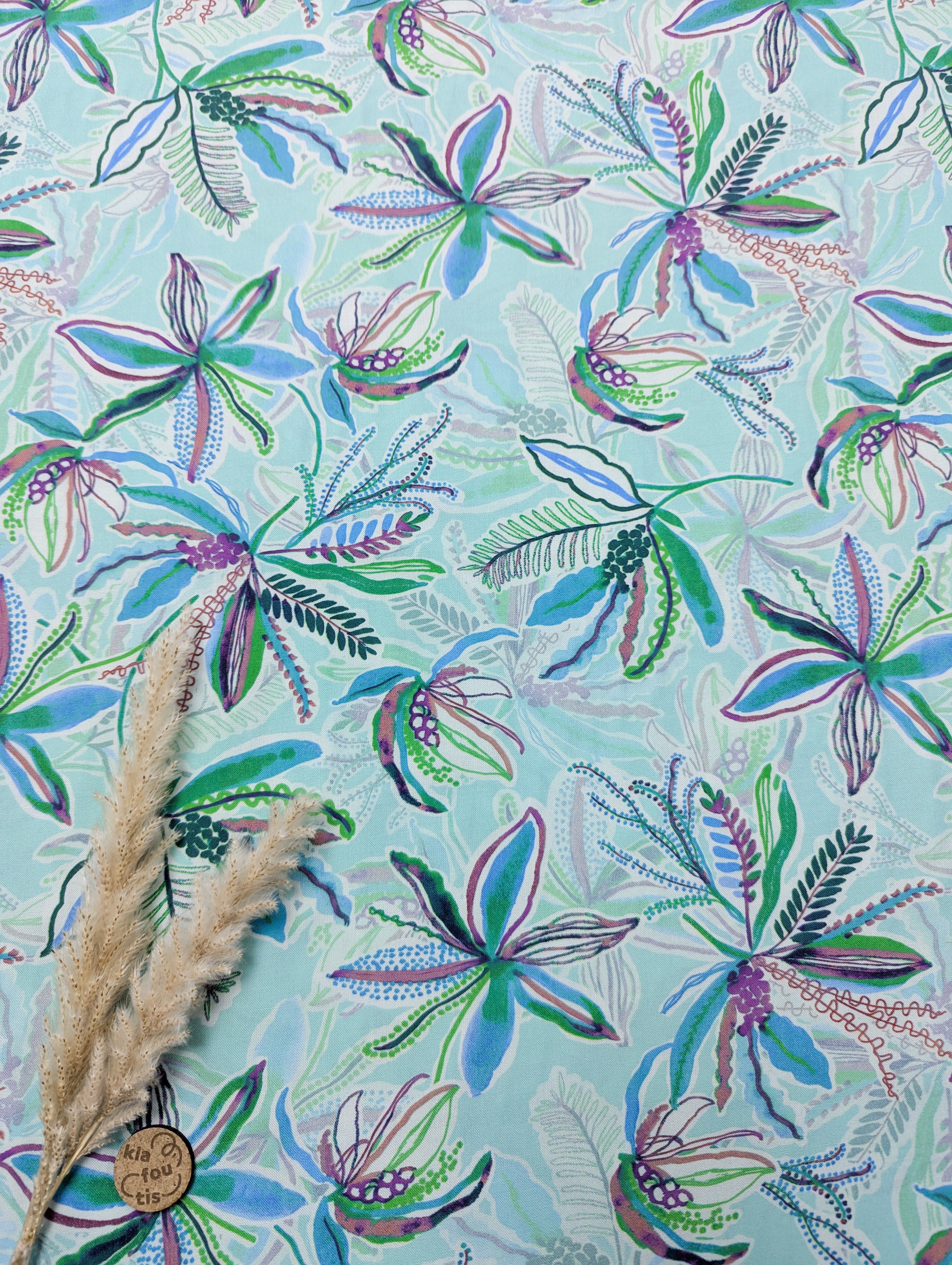 Popeline de viscose turquoise clair - joie tropicale