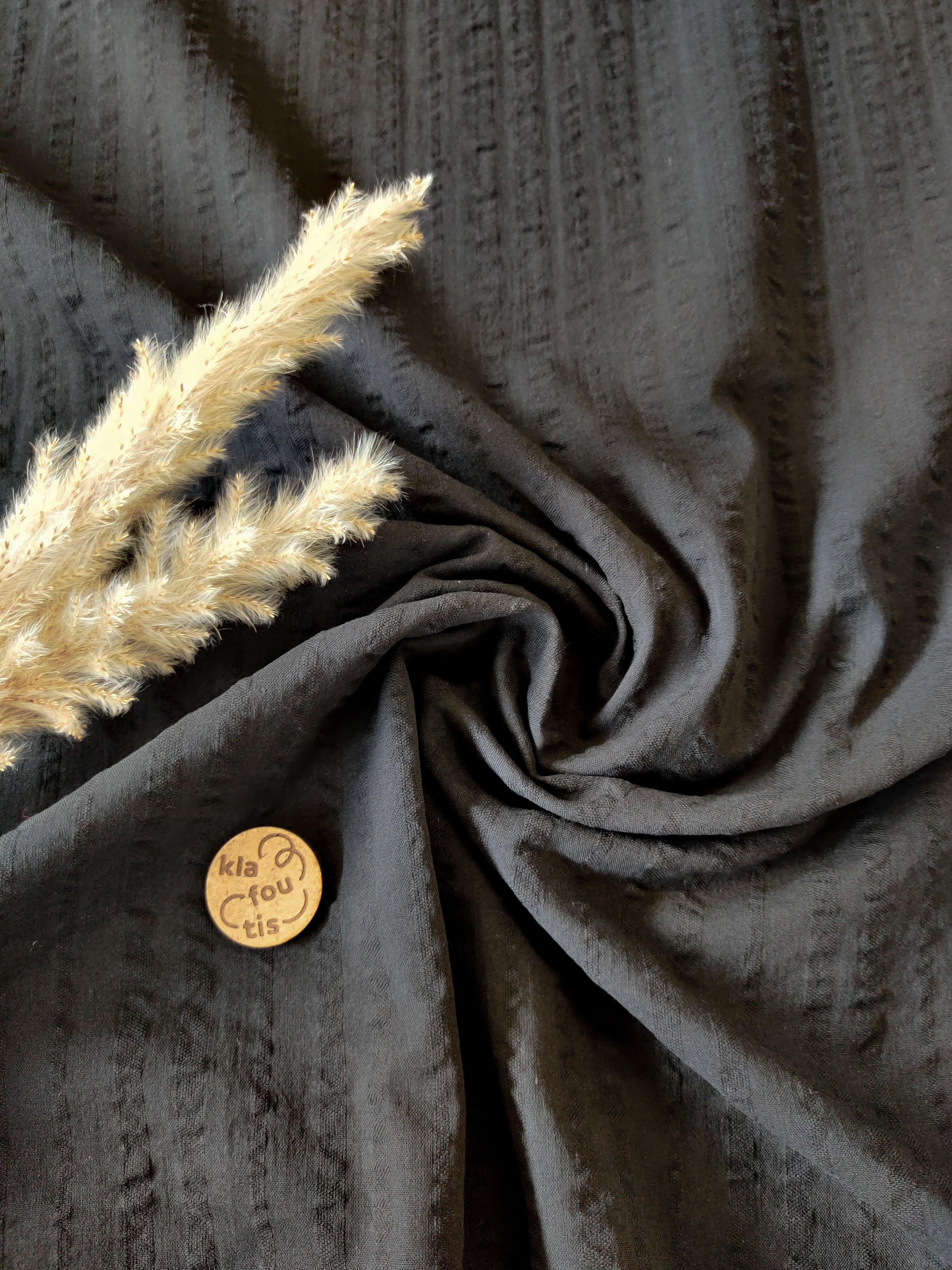 Popeline de coton seersucker - Noir