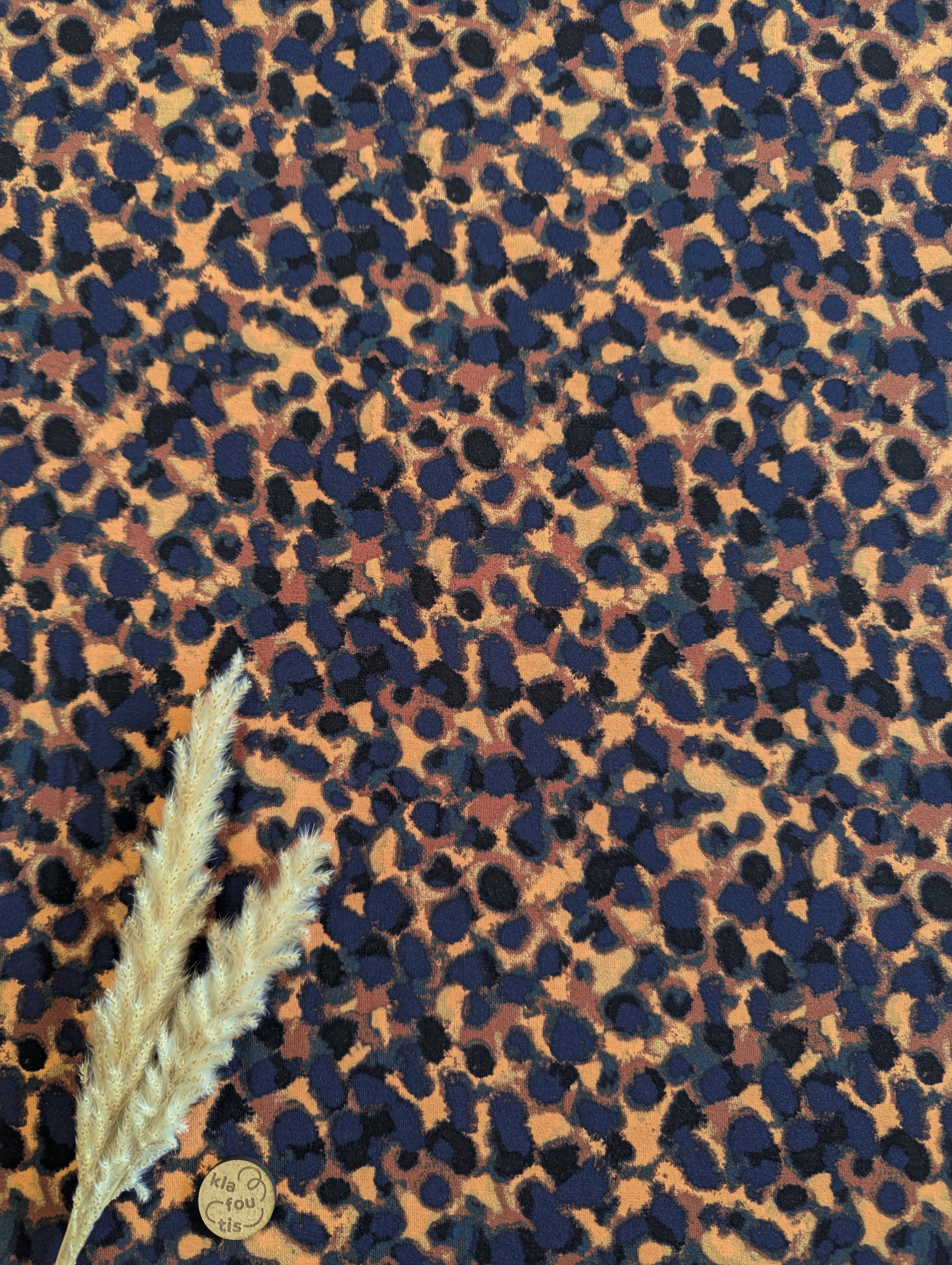 Jersey de viscose bleu et orange melon - vortex