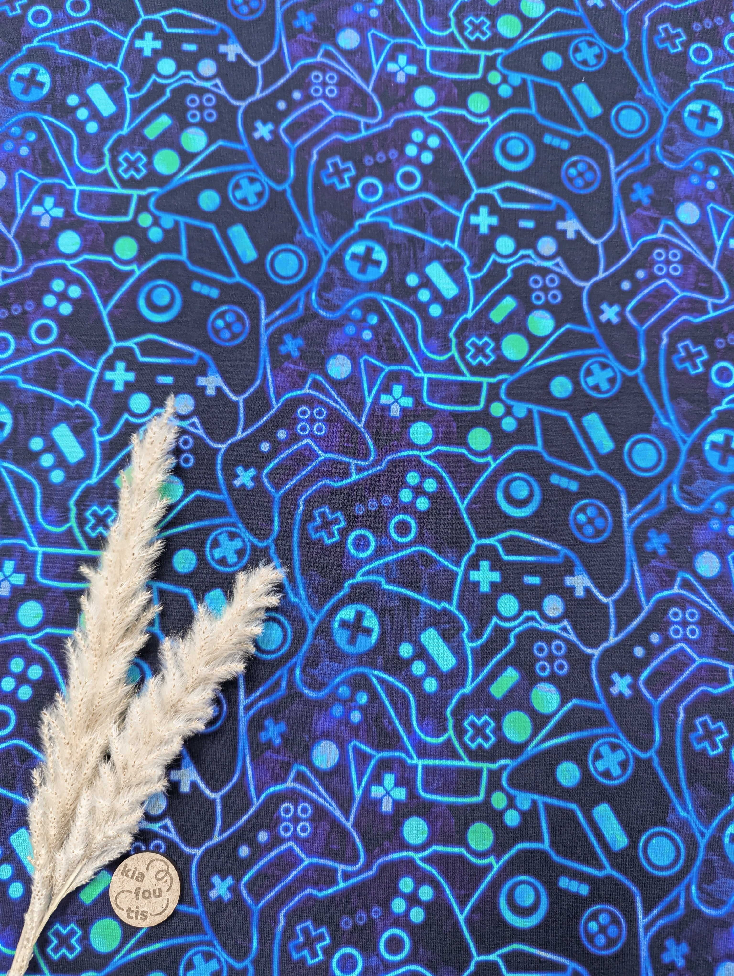 Jersey de coton noir - games néon