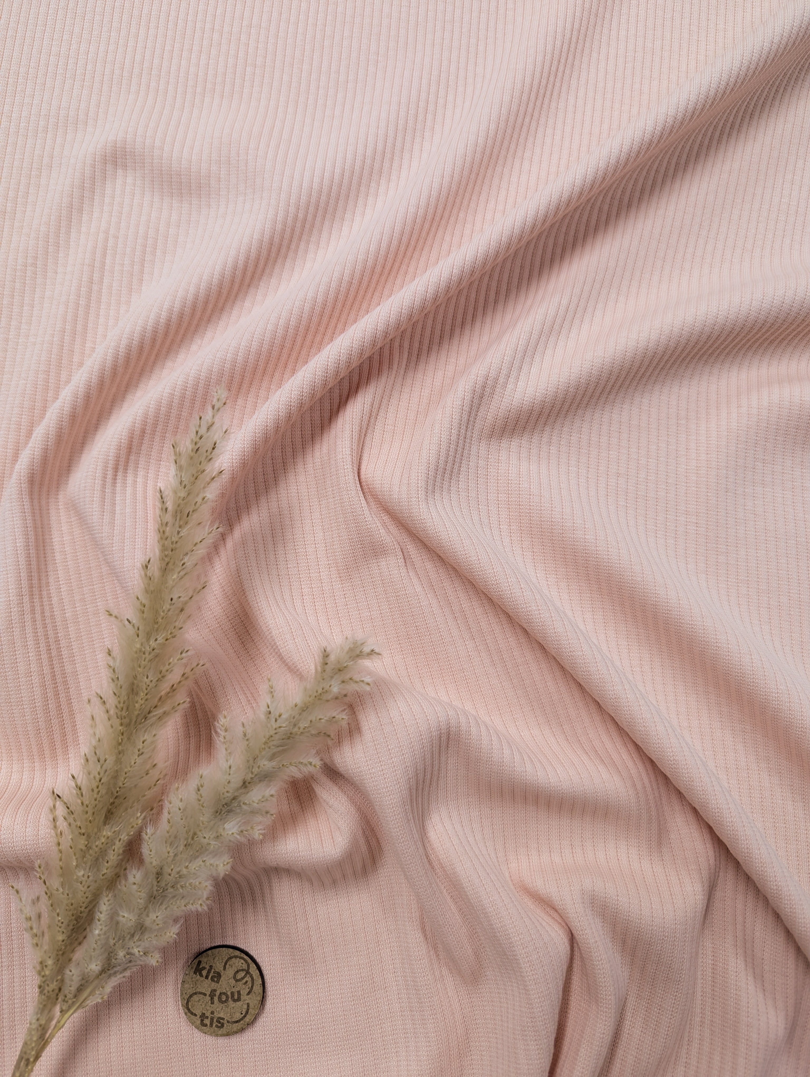 Jersey de coton rib - rose poudré