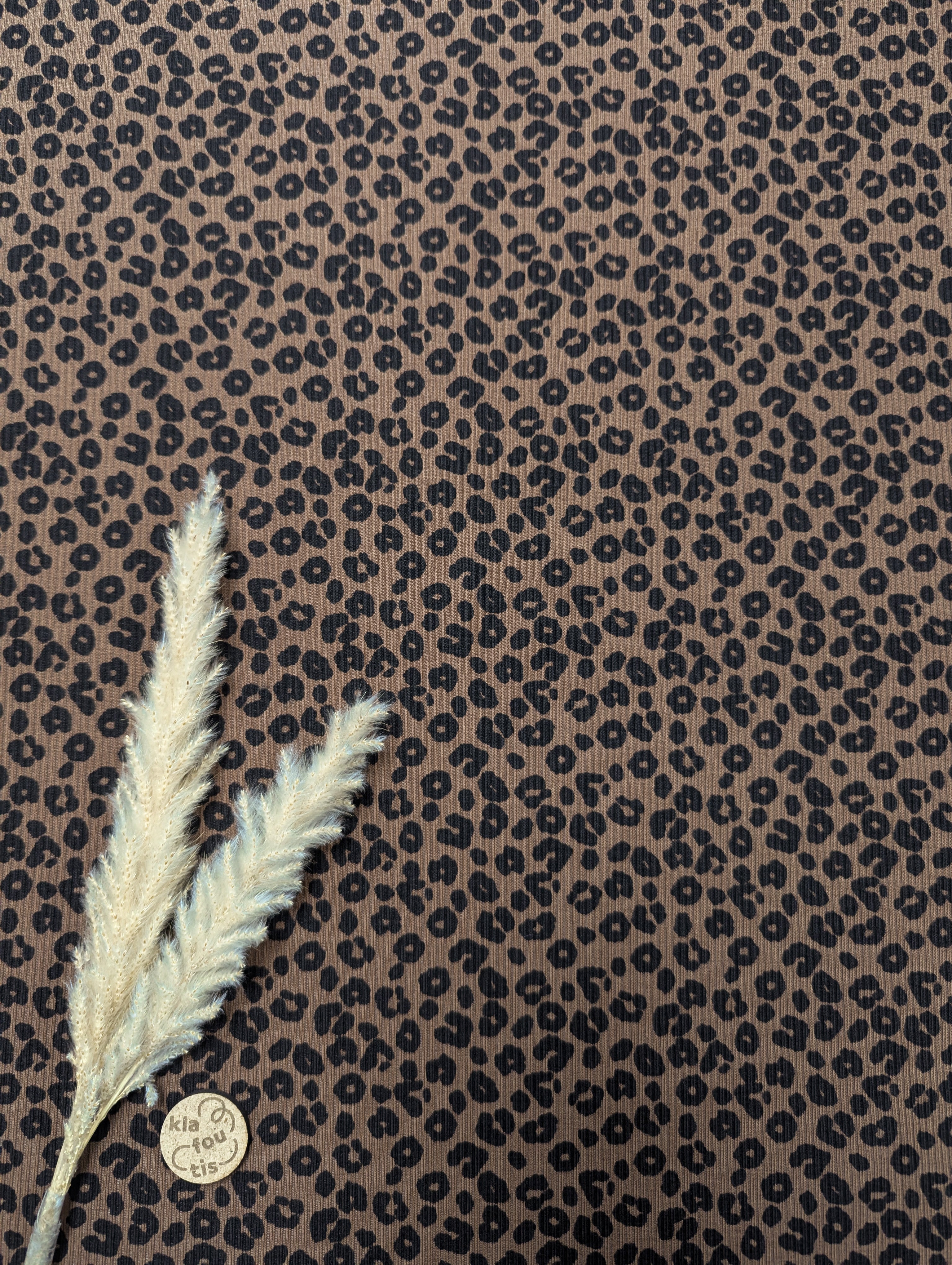 Jersey de coton texturé ligné - léopard marron
