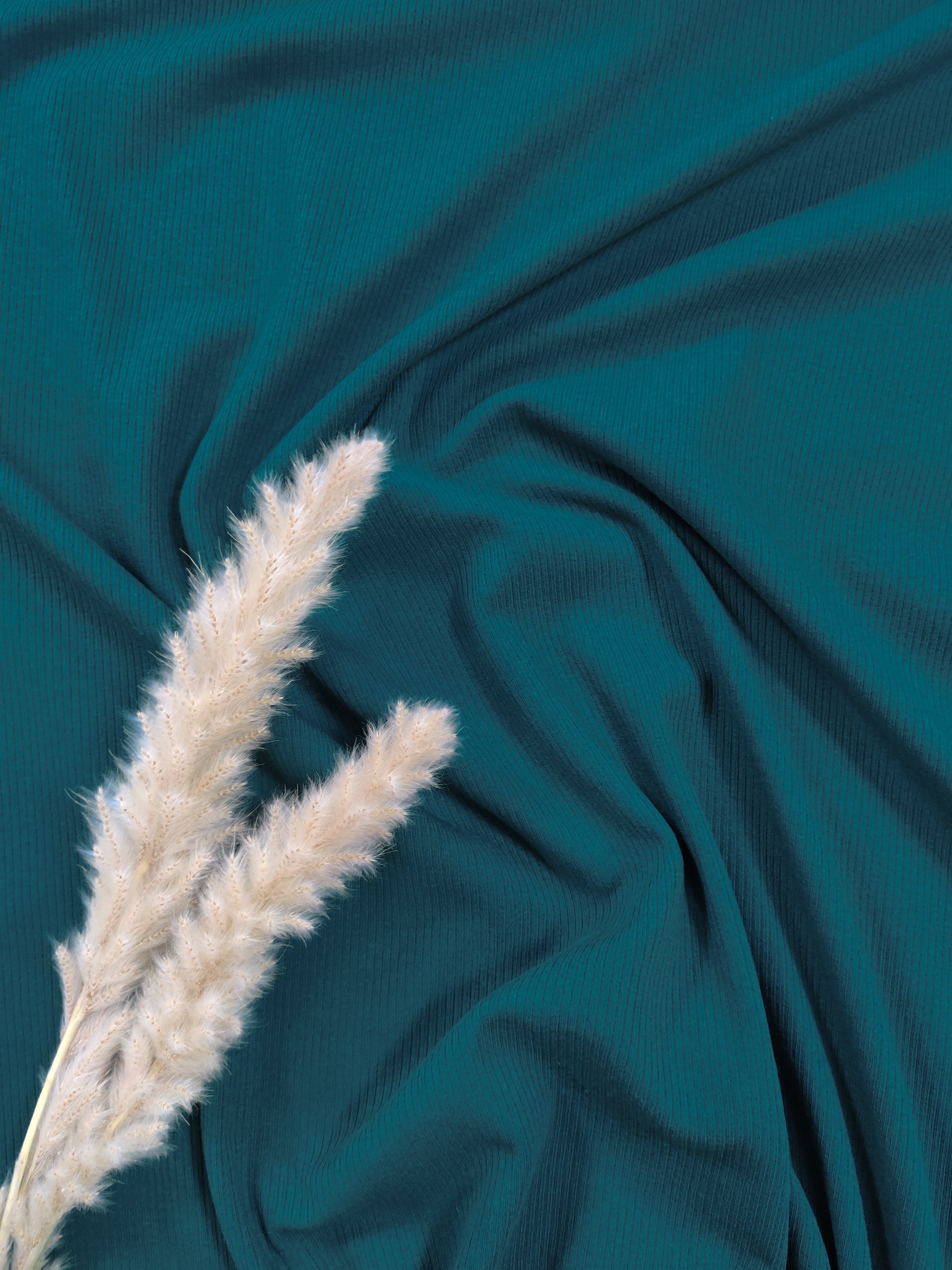 Jersey de coton texturé ligné - Bleu canard