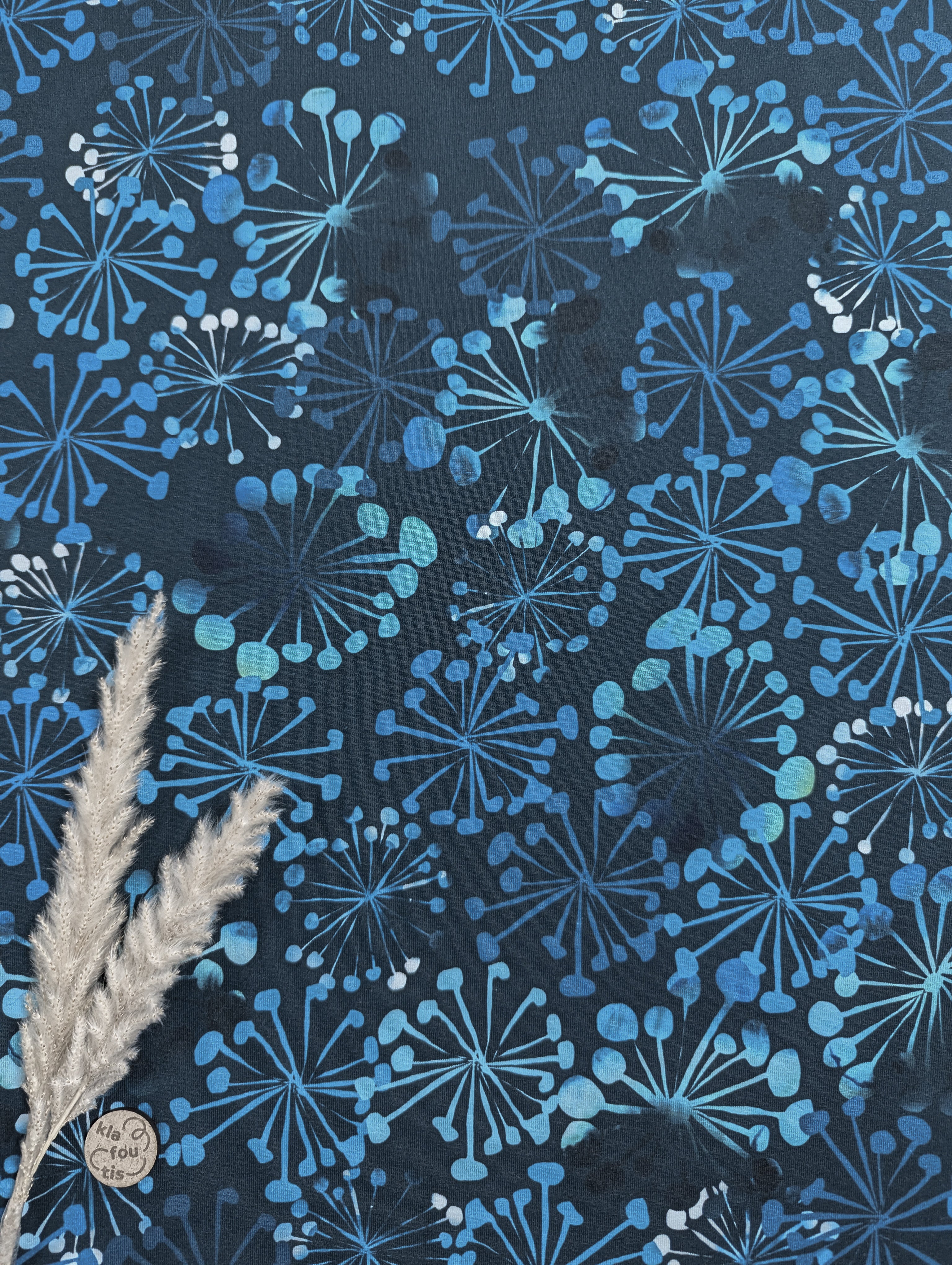 Jersey de coton bleu - envol