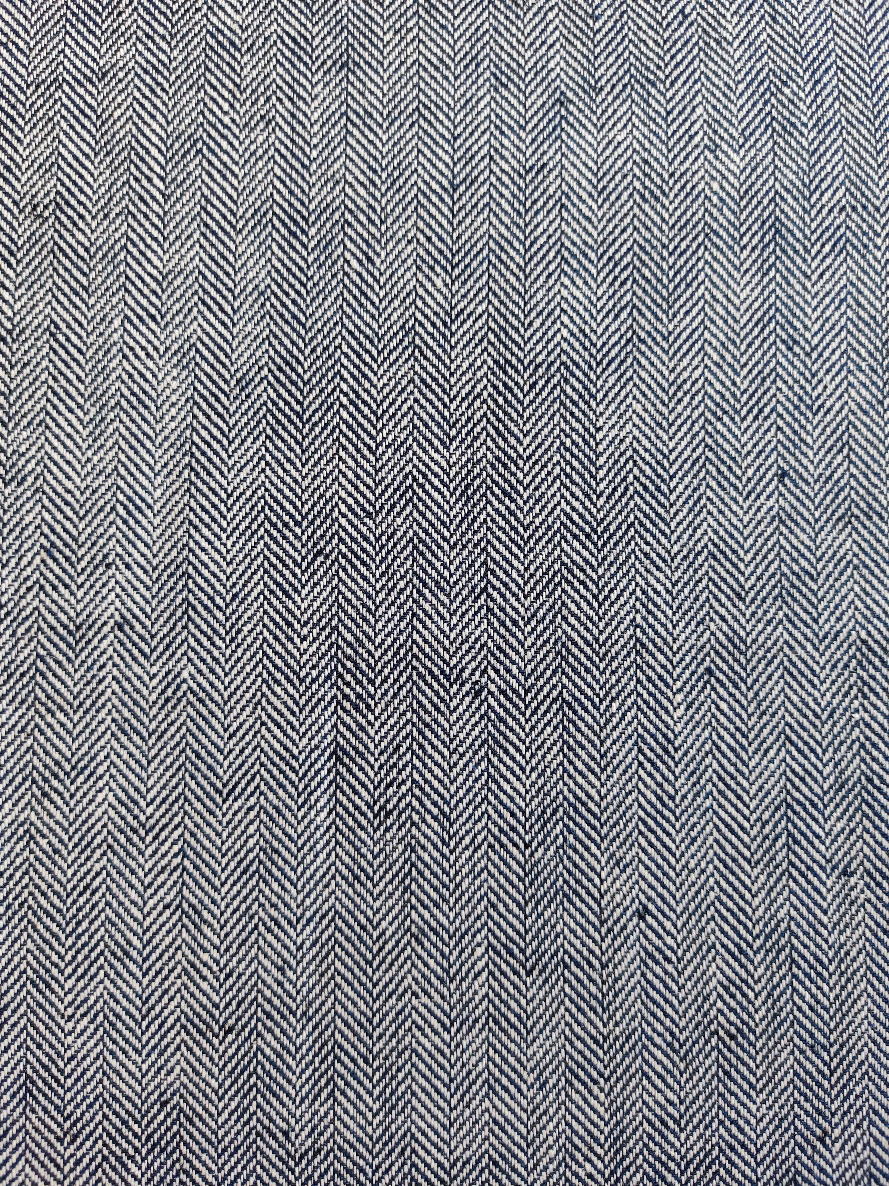 Lin coton chevrons - Bleu marine