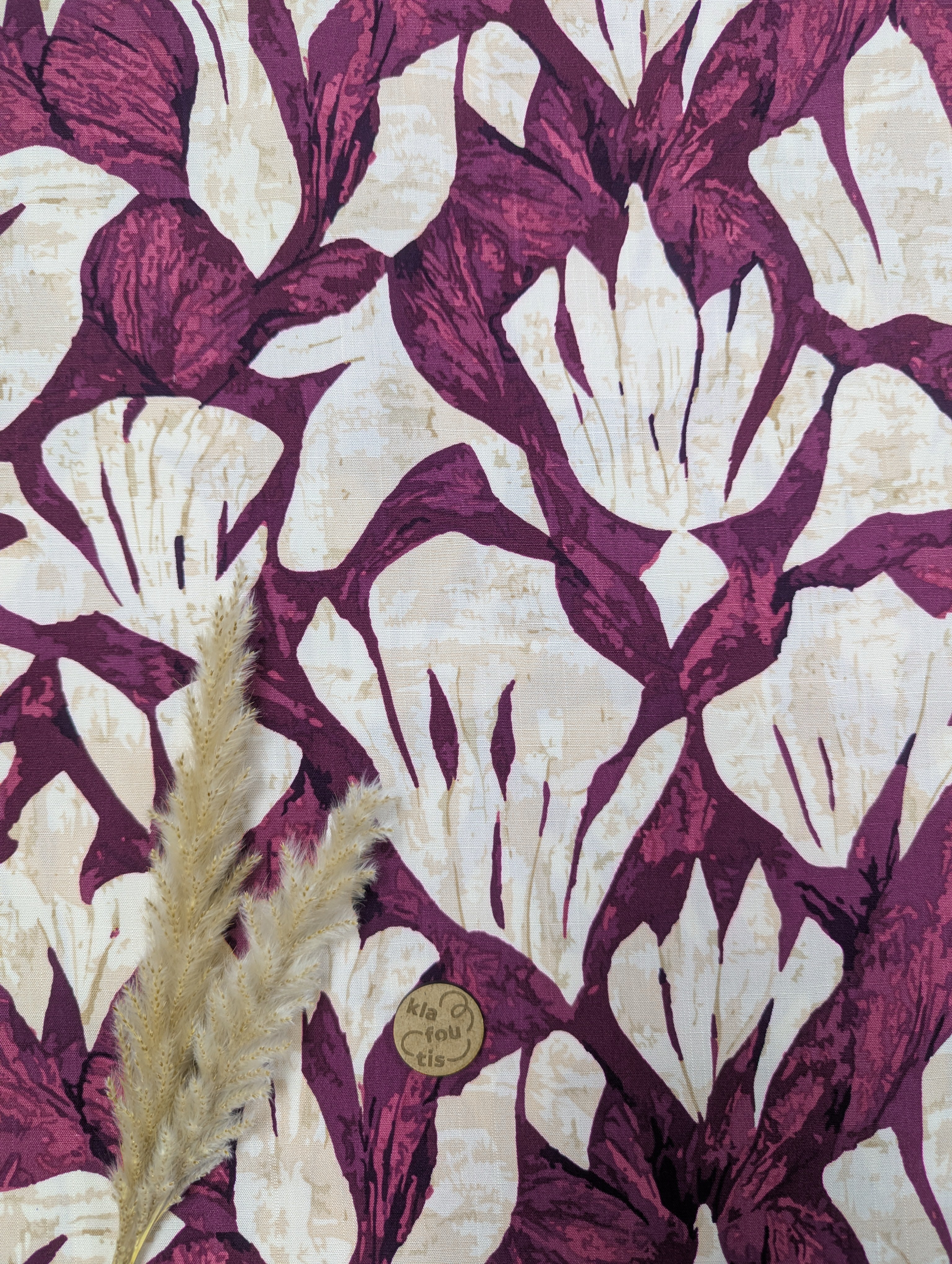 Popeline de viscose violette - synergie florale