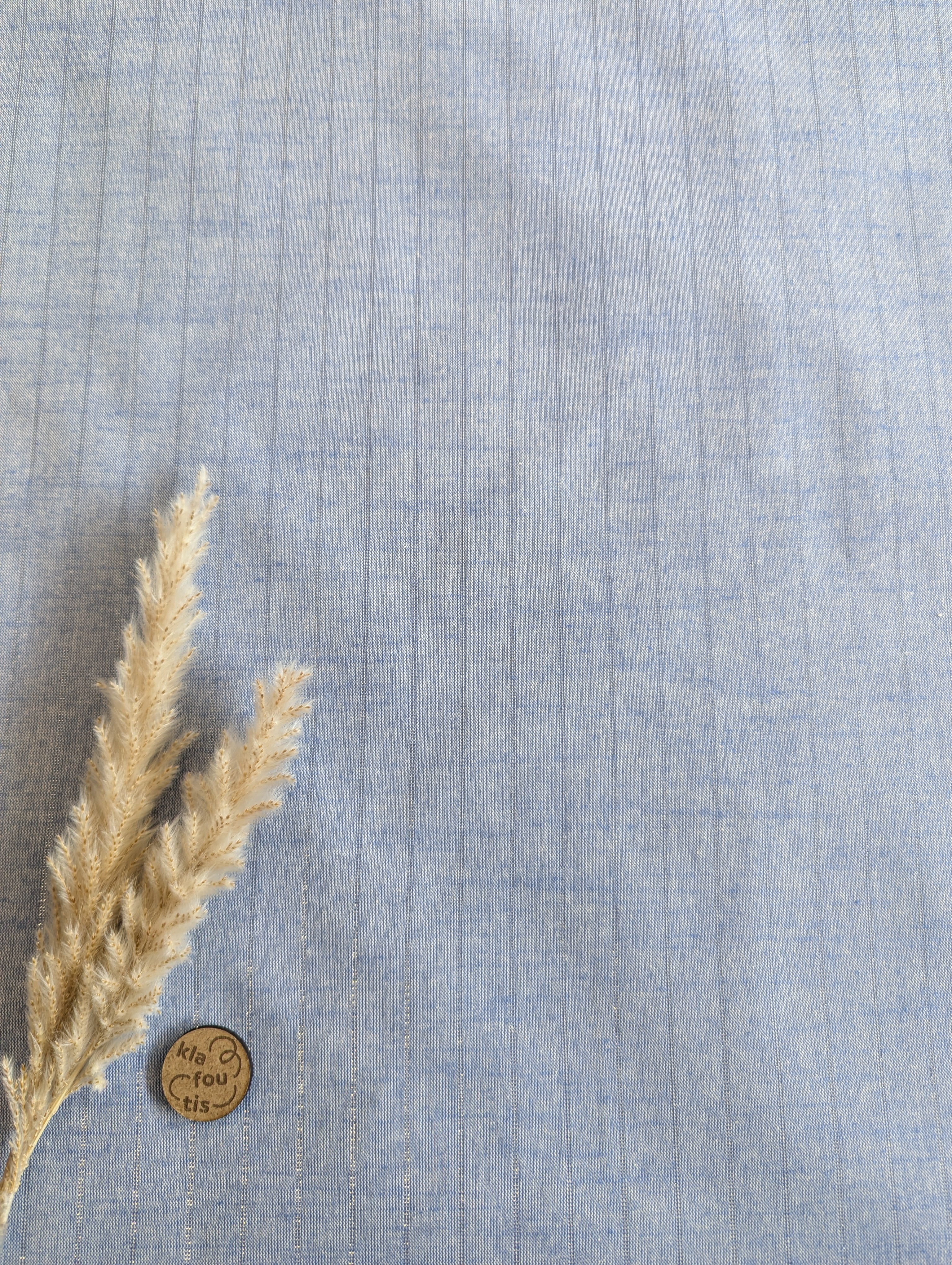 Popeline de coton chambray bleu clair - lurex