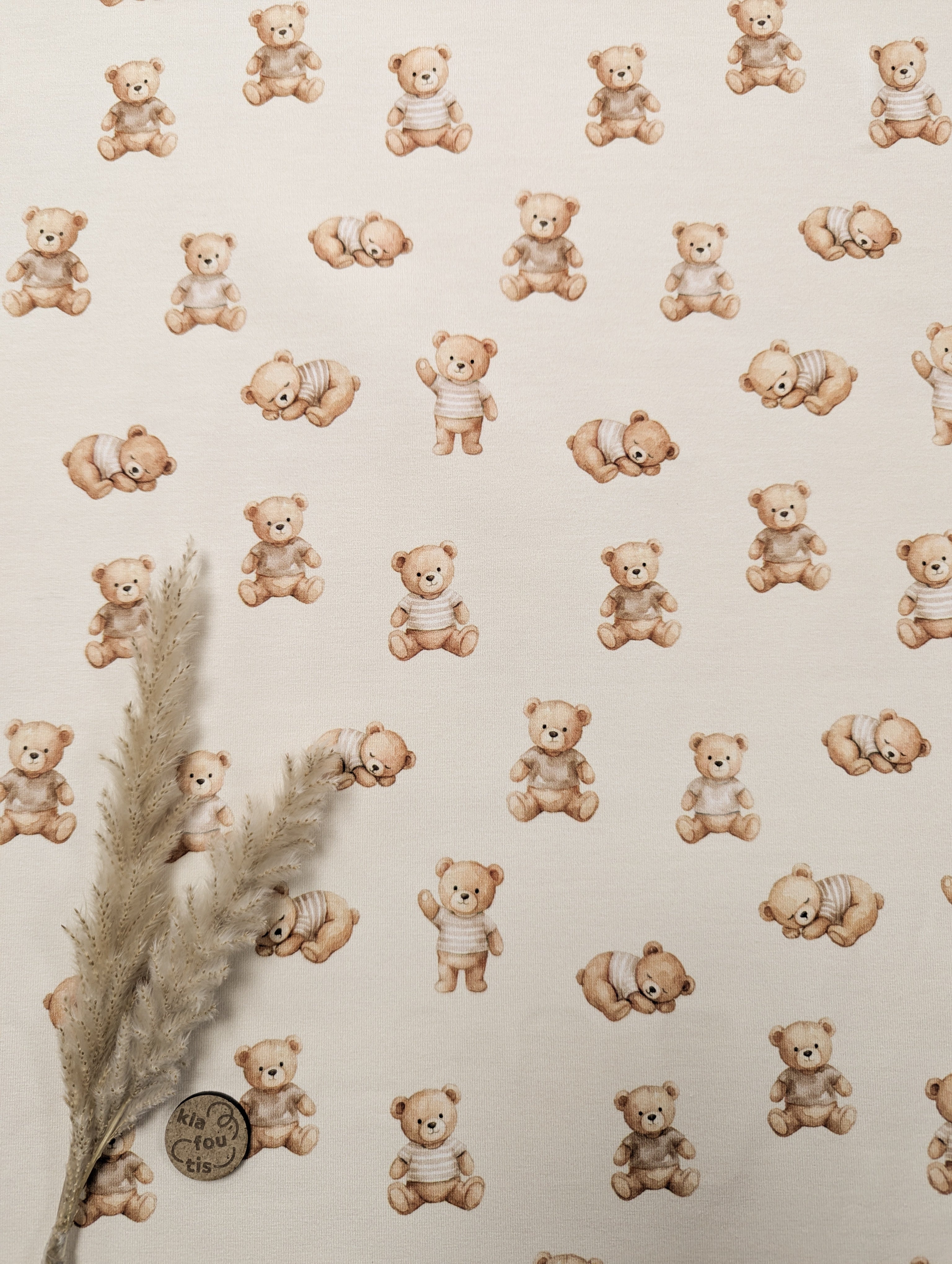 Jersey de coton crème - oursons mignons