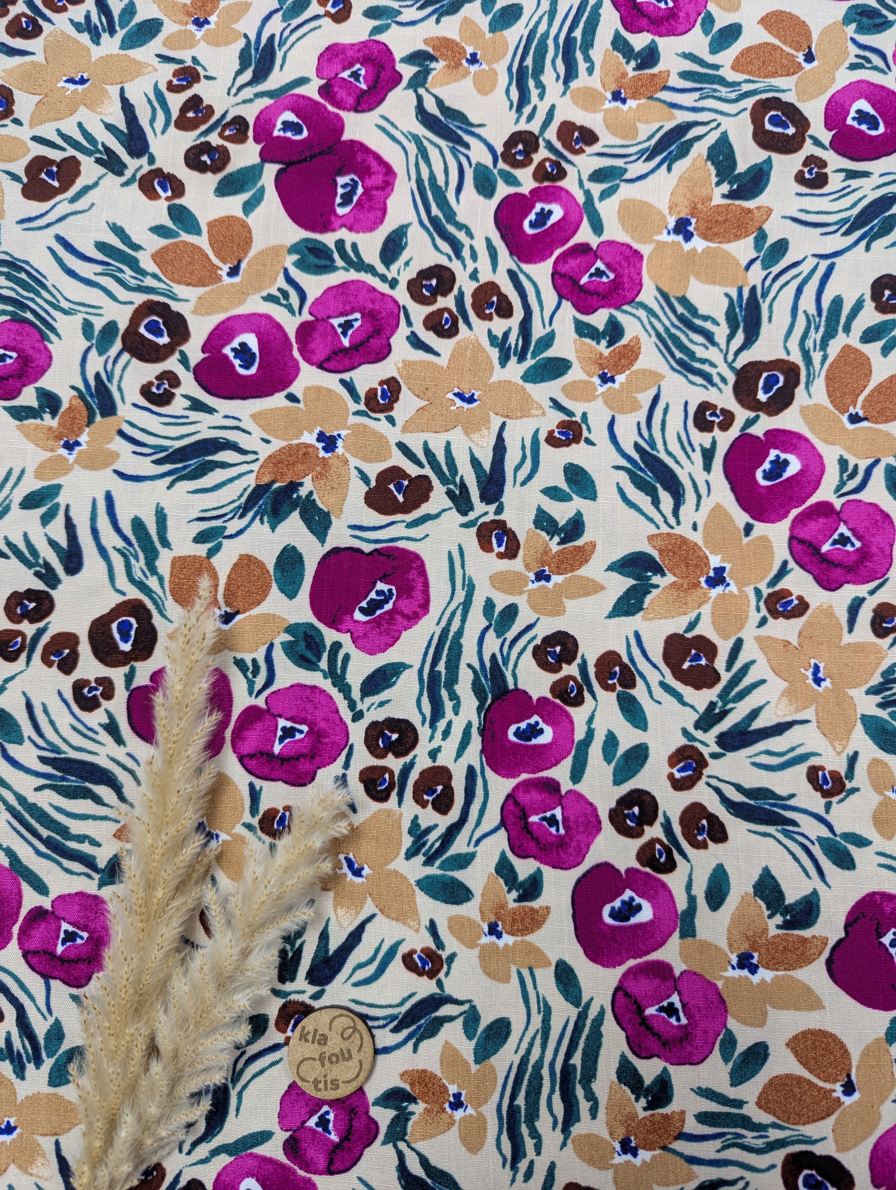 Popeline de viscose beige - bonne humeur