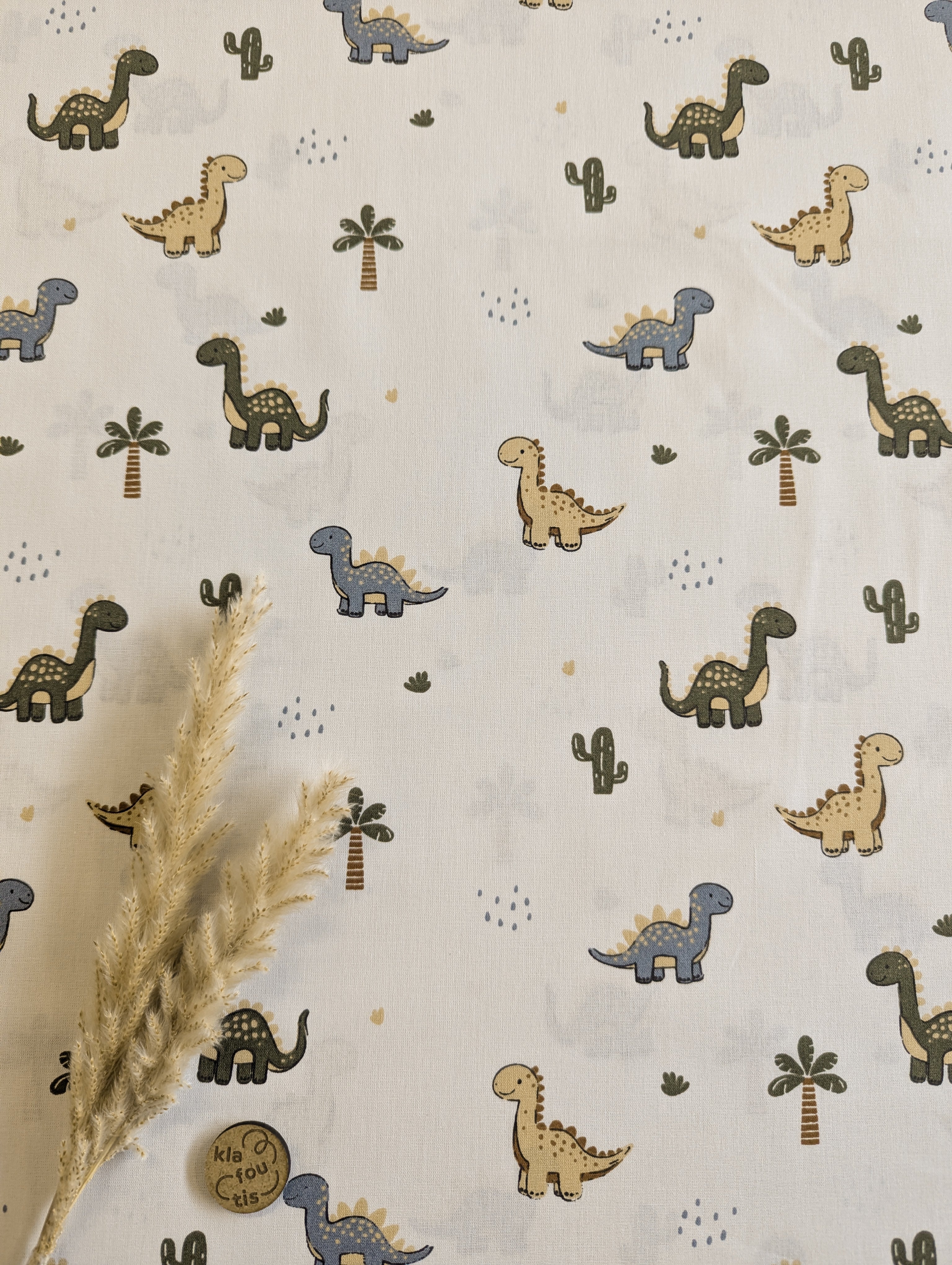 Popeline de coton blanc - minis dinos