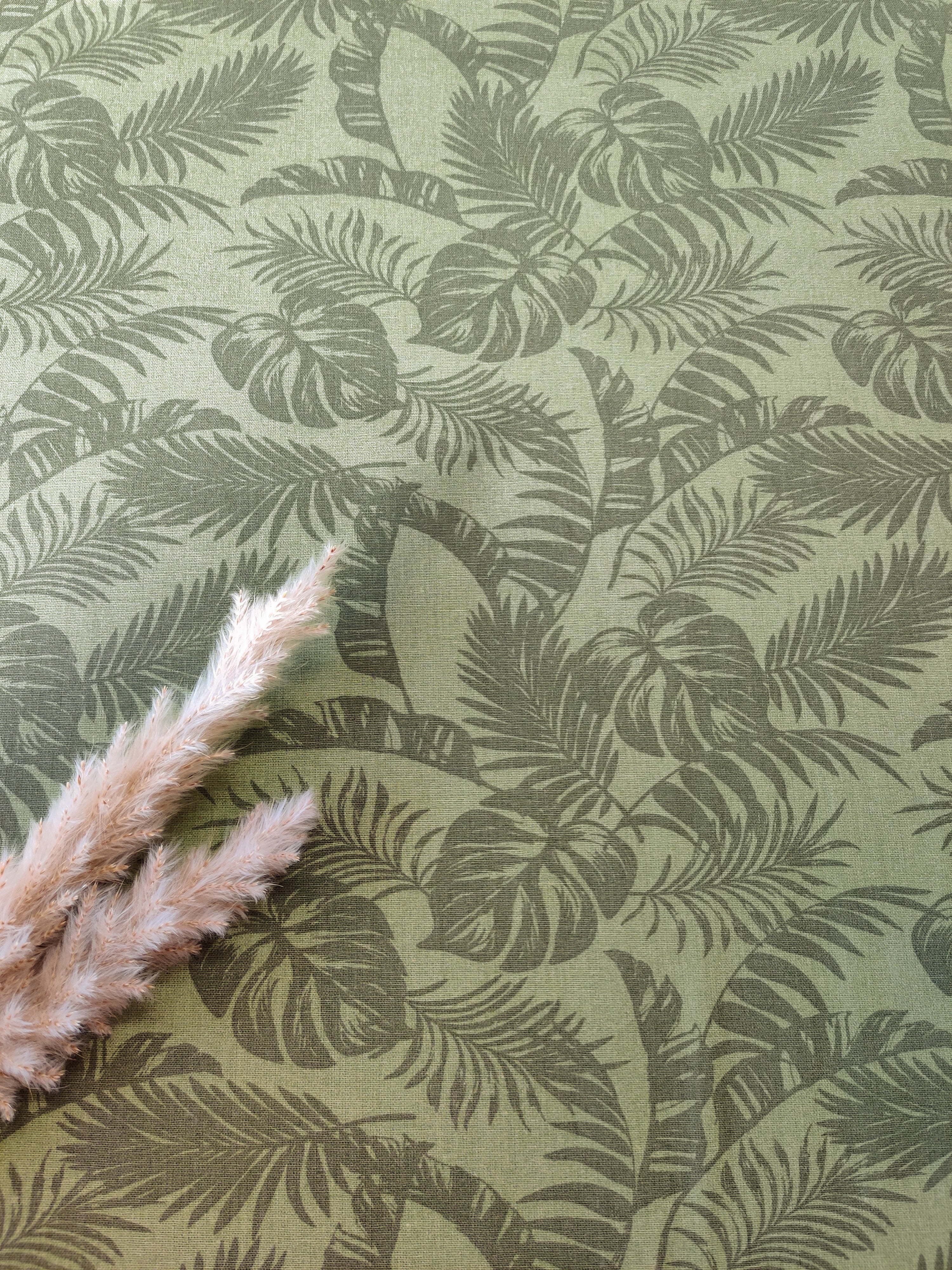 Popeline de coton verte - Jungle paisible