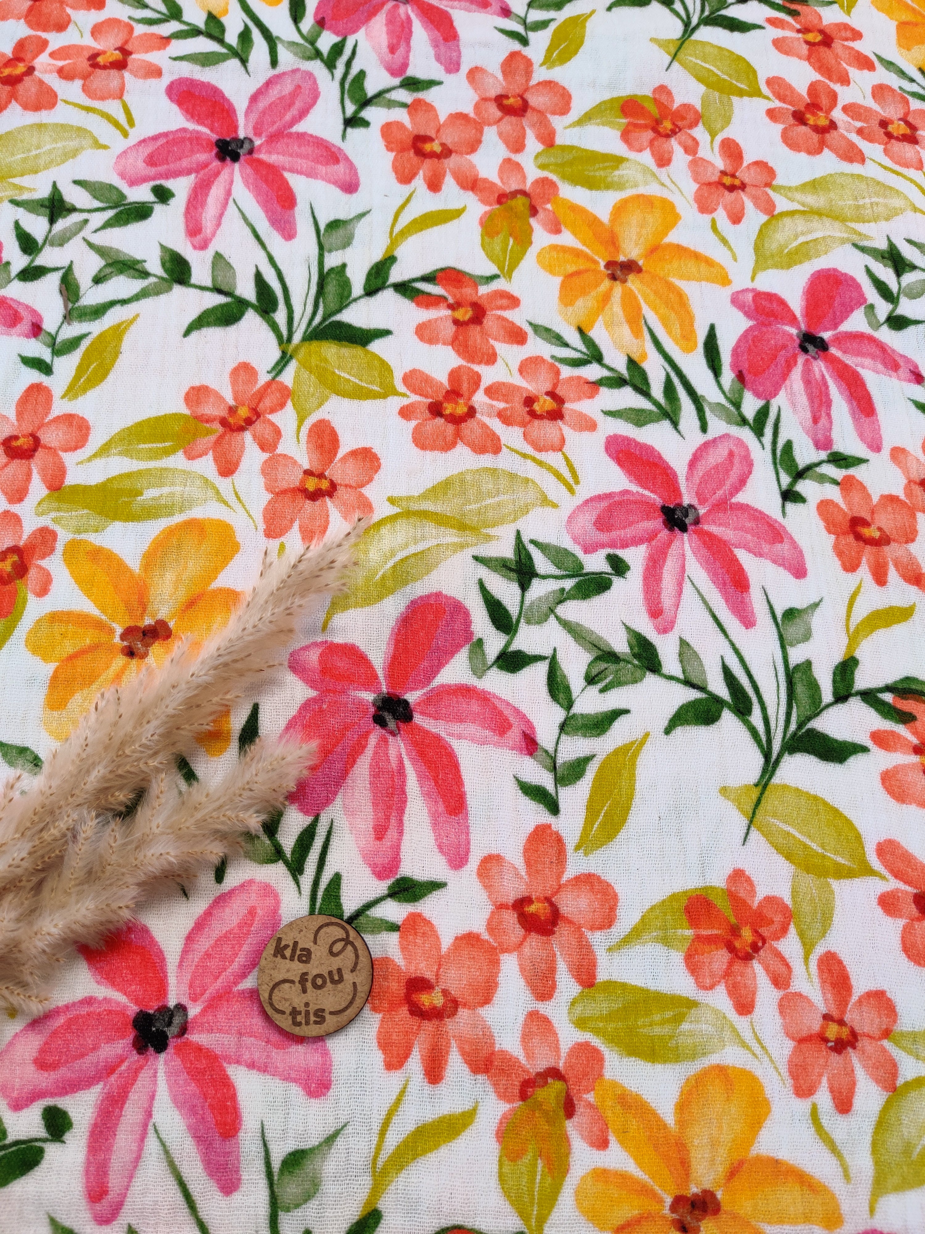 Double gaze écru - Palette florale