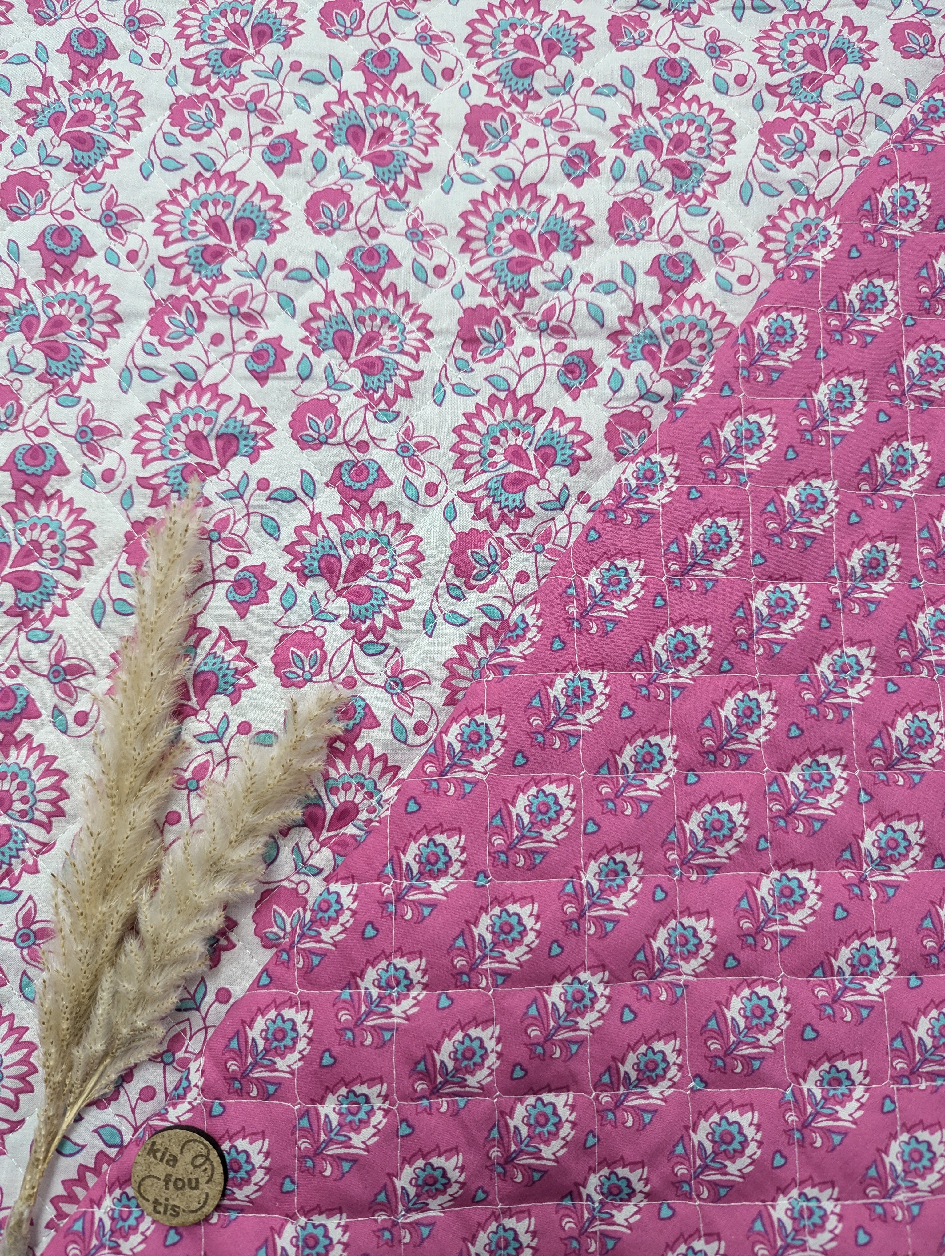 Coton matelassé double face - fleurs éclatantes