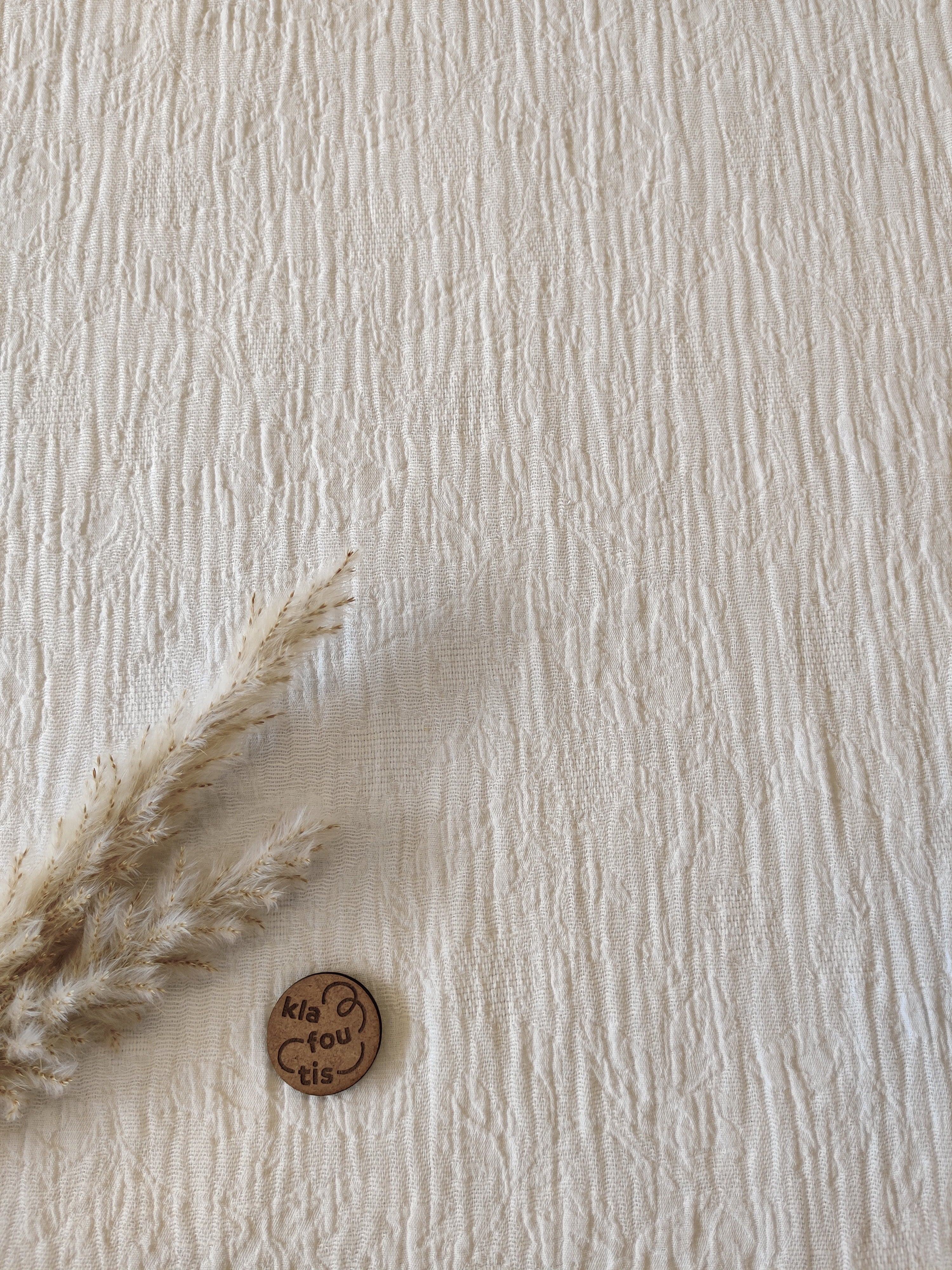 Coton lin effet jacquard - Ecru