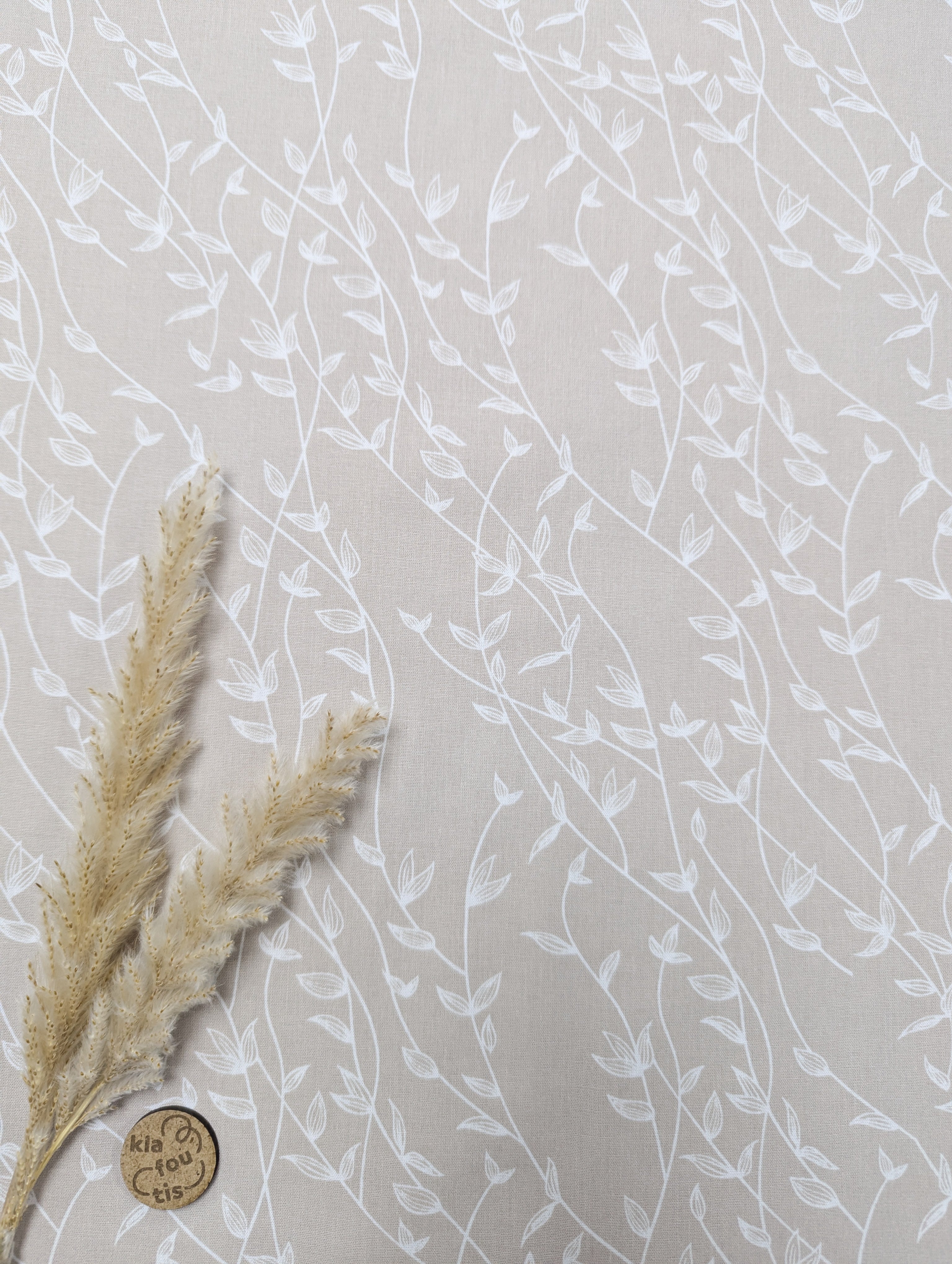 Popeline de coton sable clair - Brindilles grimpantes