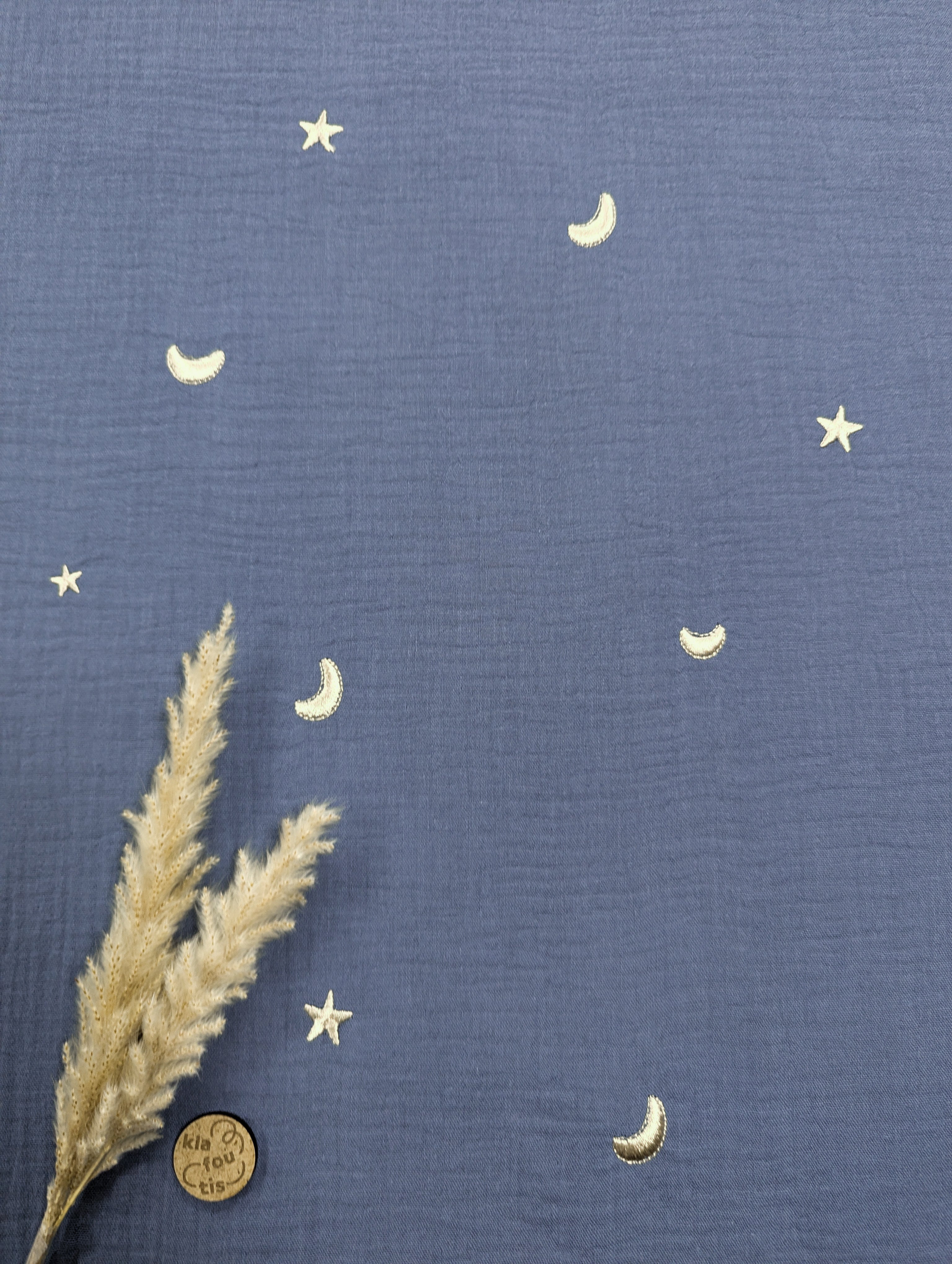 Double gaze bleue brodée - douce nuit