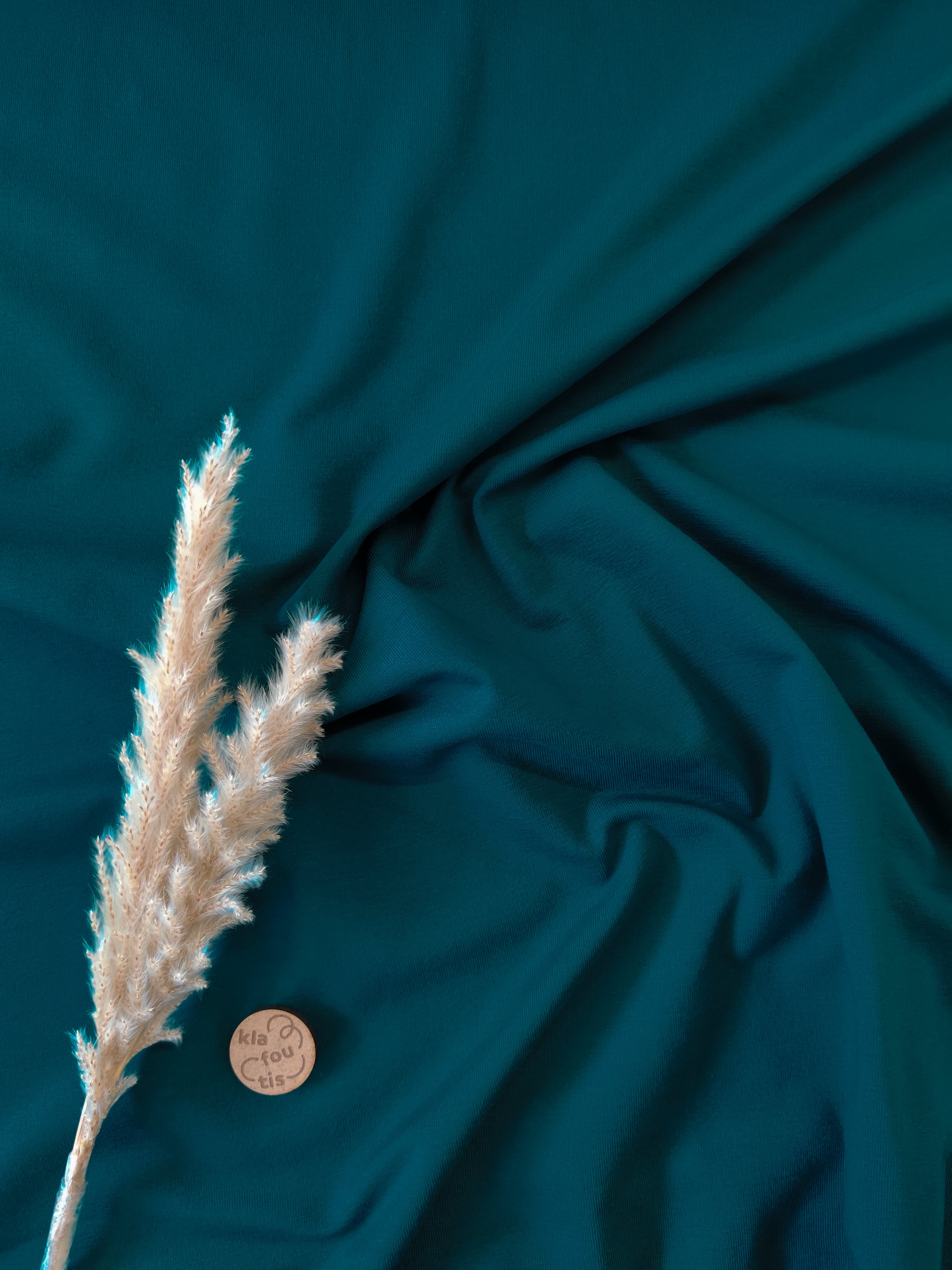 Jersey de coton BIO - Bleu vert canard