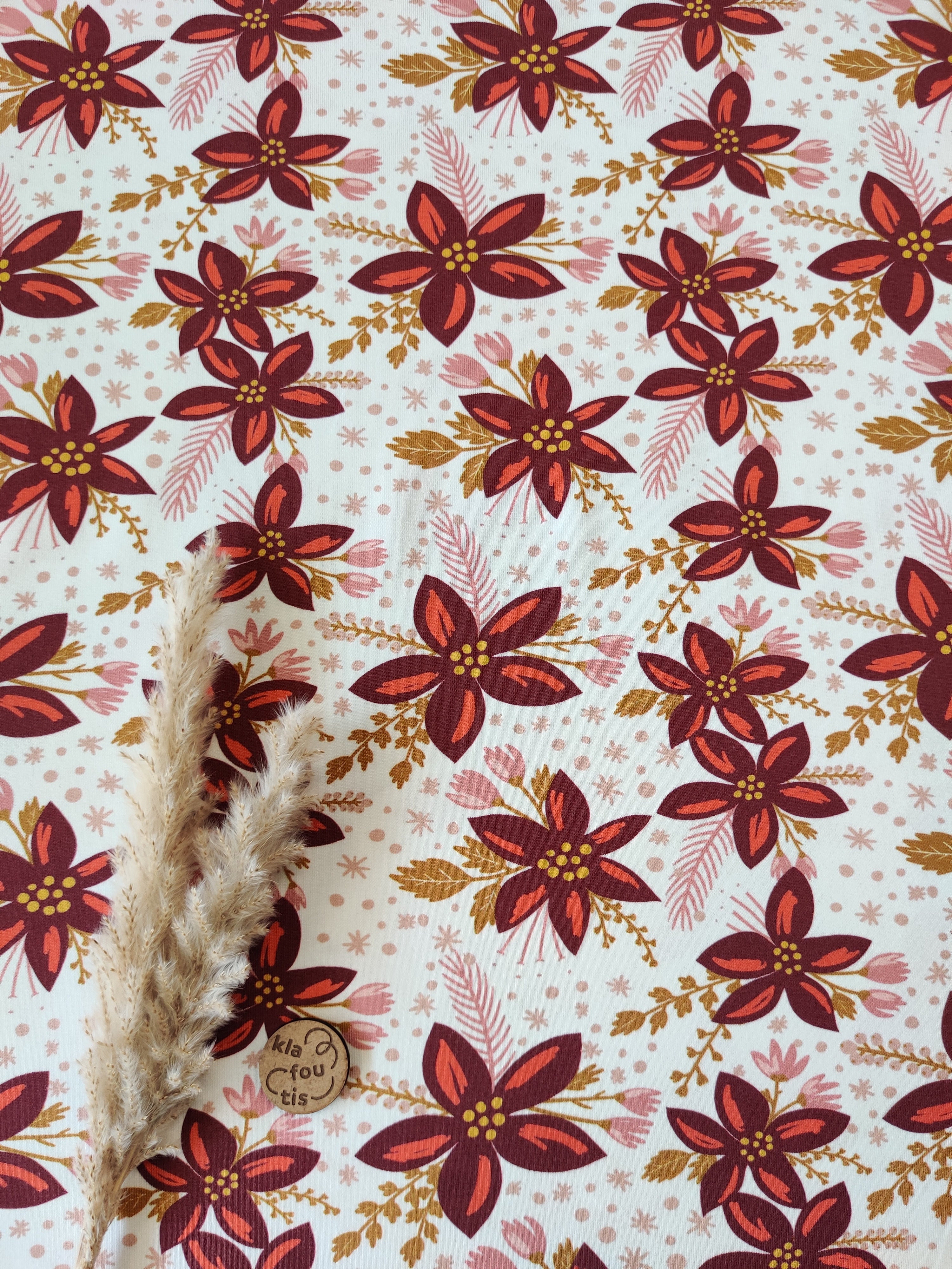 Jersey de coton écru - Danse botanique