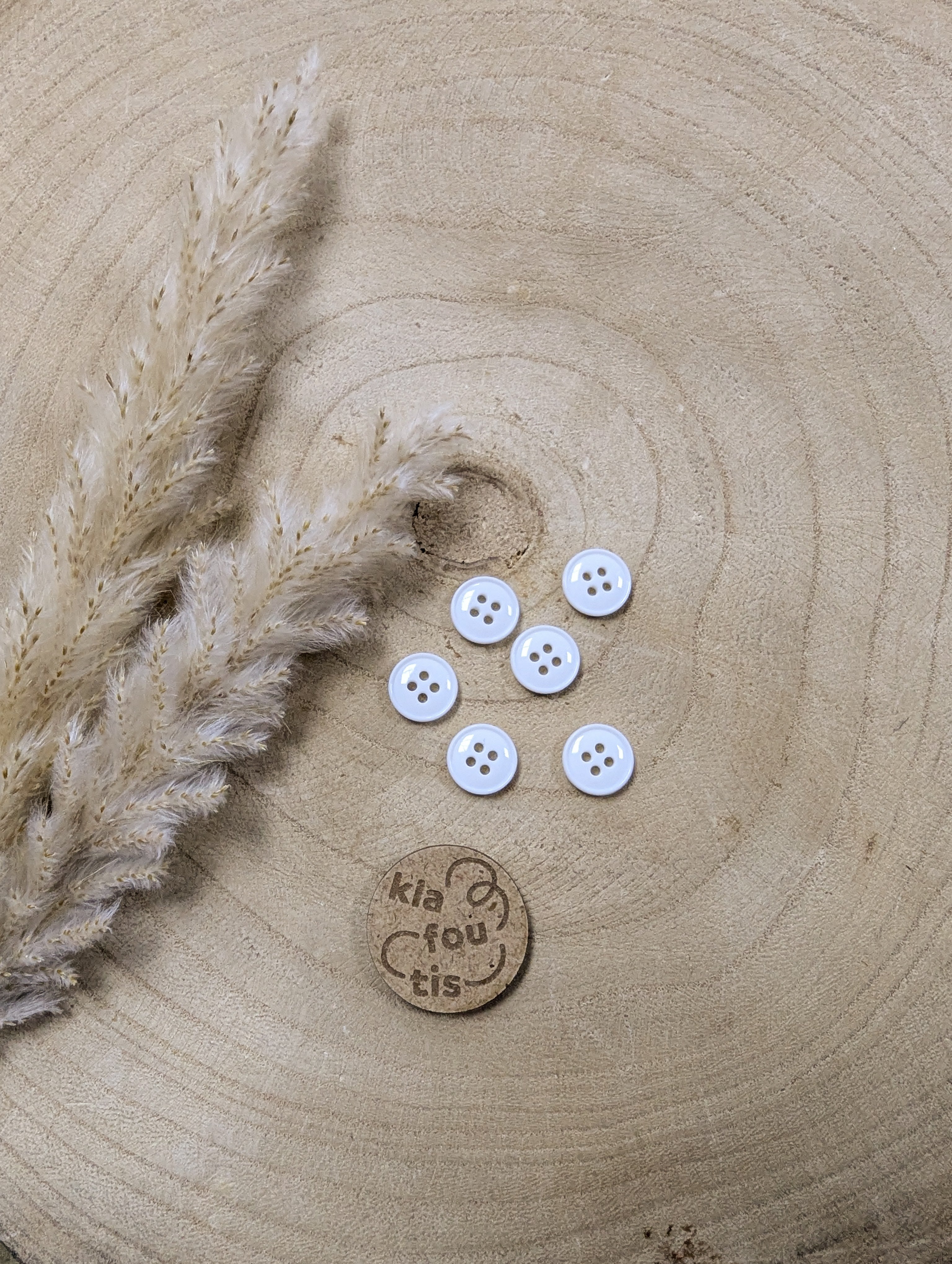 Boutons 4 trous - blanc - 11 mm de diamètre
