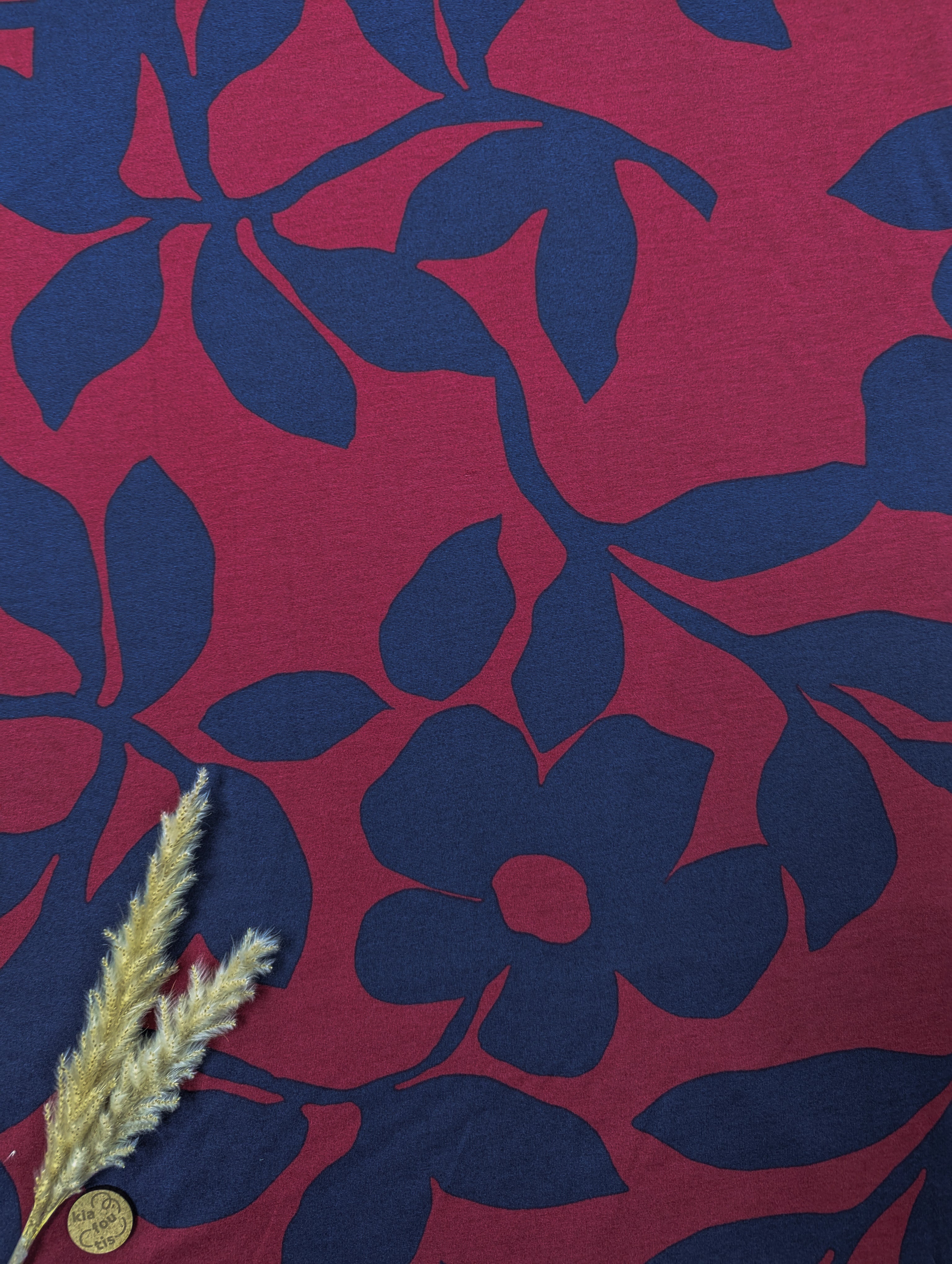 Jersey milano marine et bordeaux - feuillage duochrome