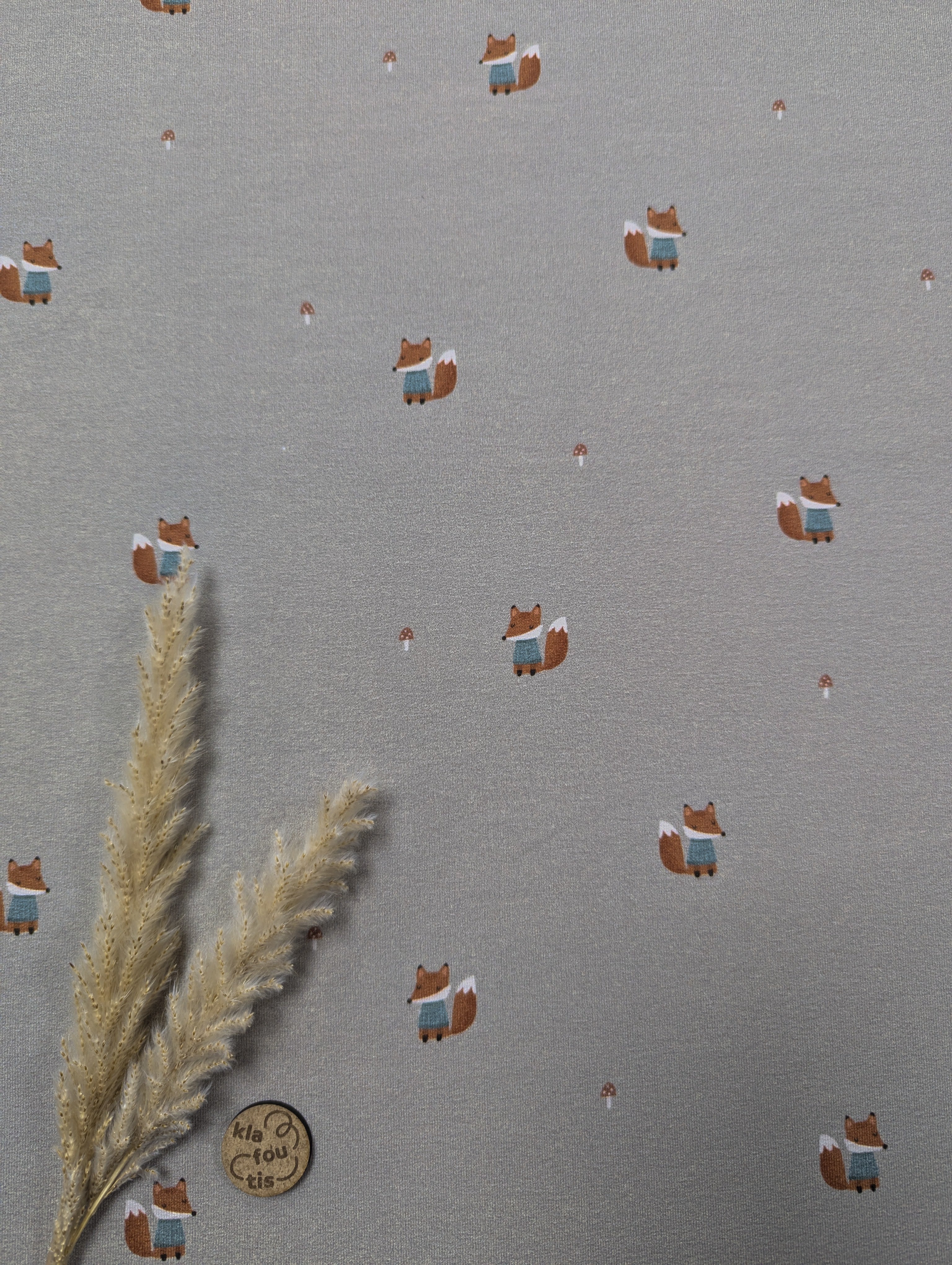 French Terry BIO greige - petits renards