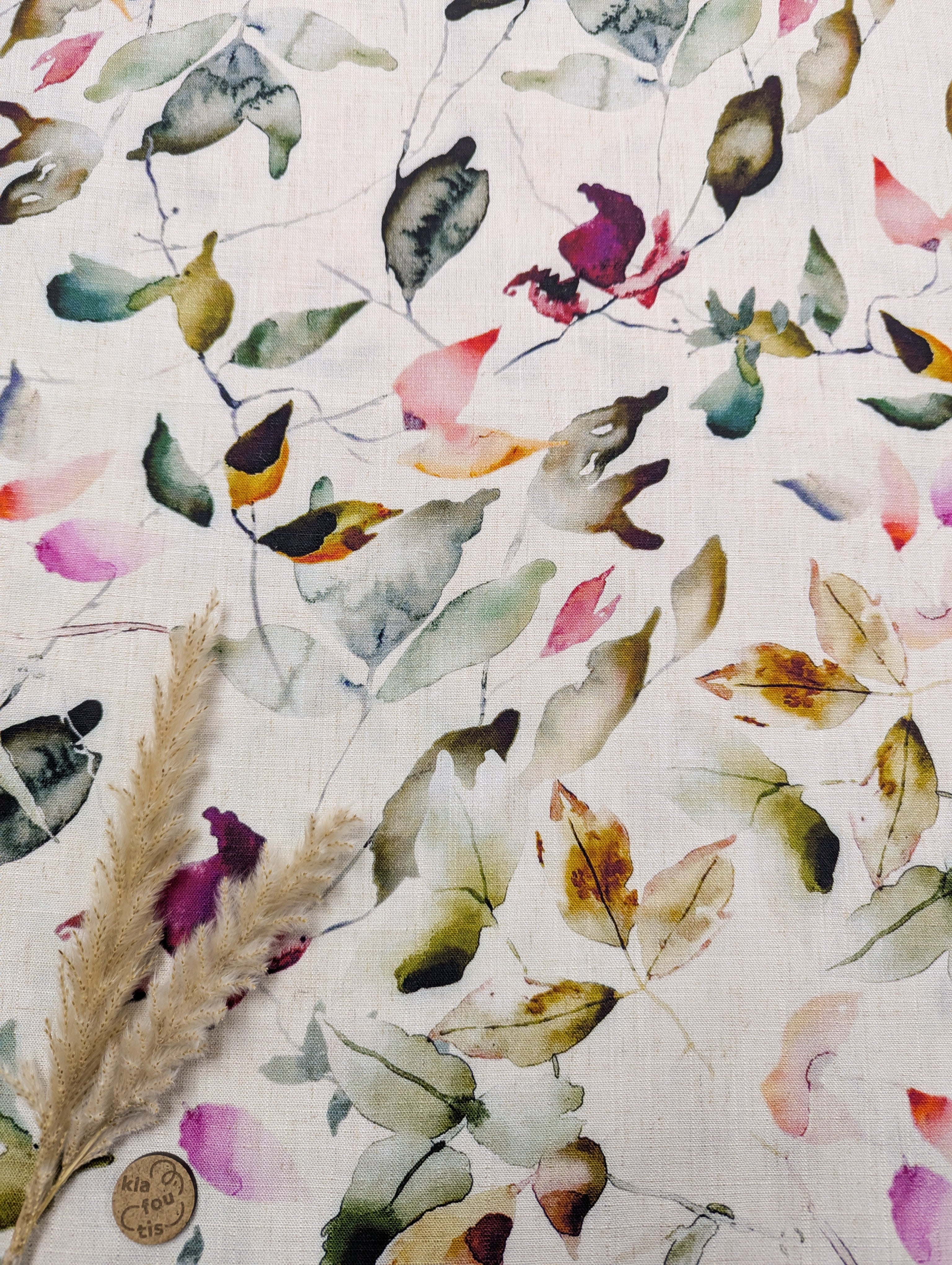 Lin viscose beige naturel - Feuilles en balade