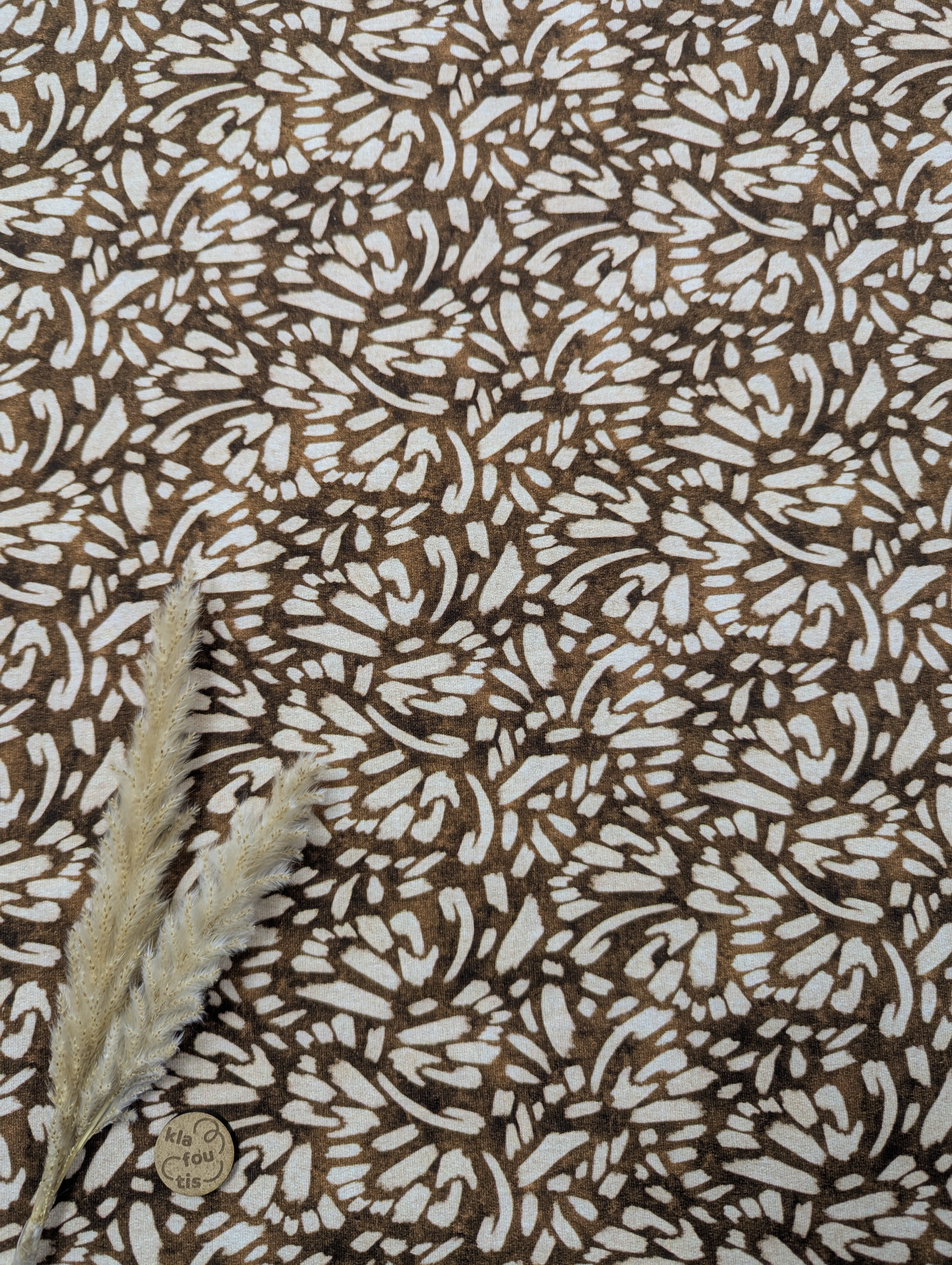 French Terry chocolat - éclats beiges