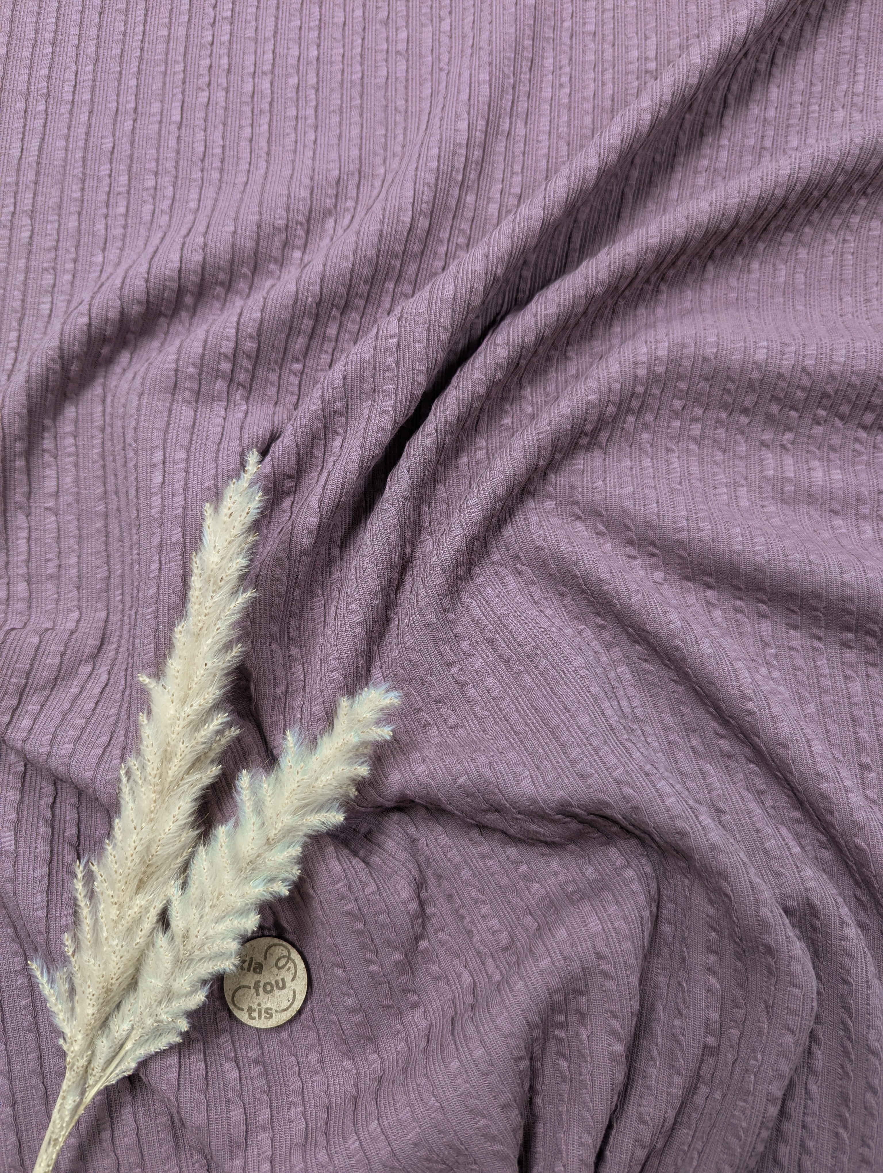 Jersey de coton effet seersucker - vieux mauve