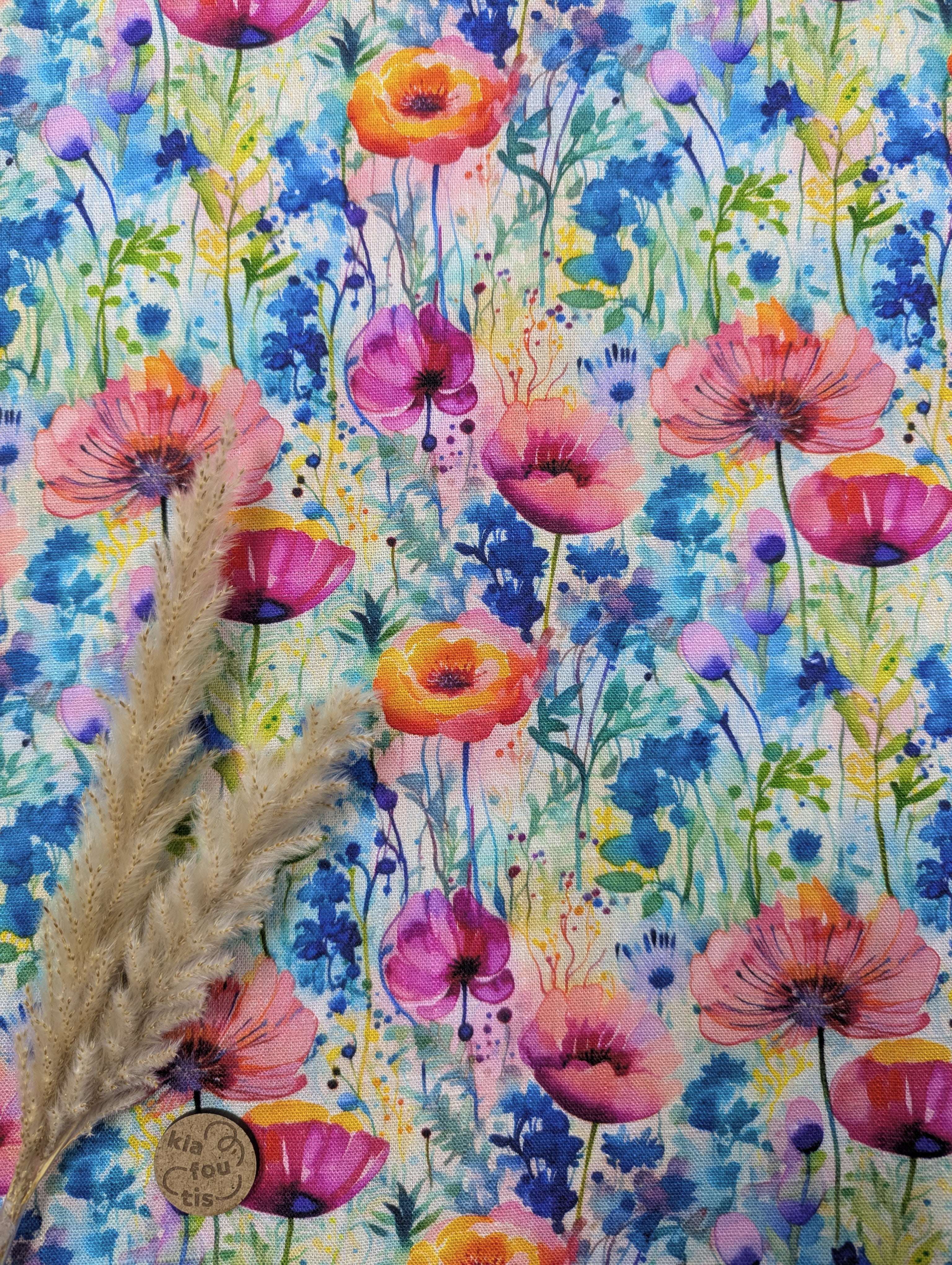 Lin viscose - fleurs colorées