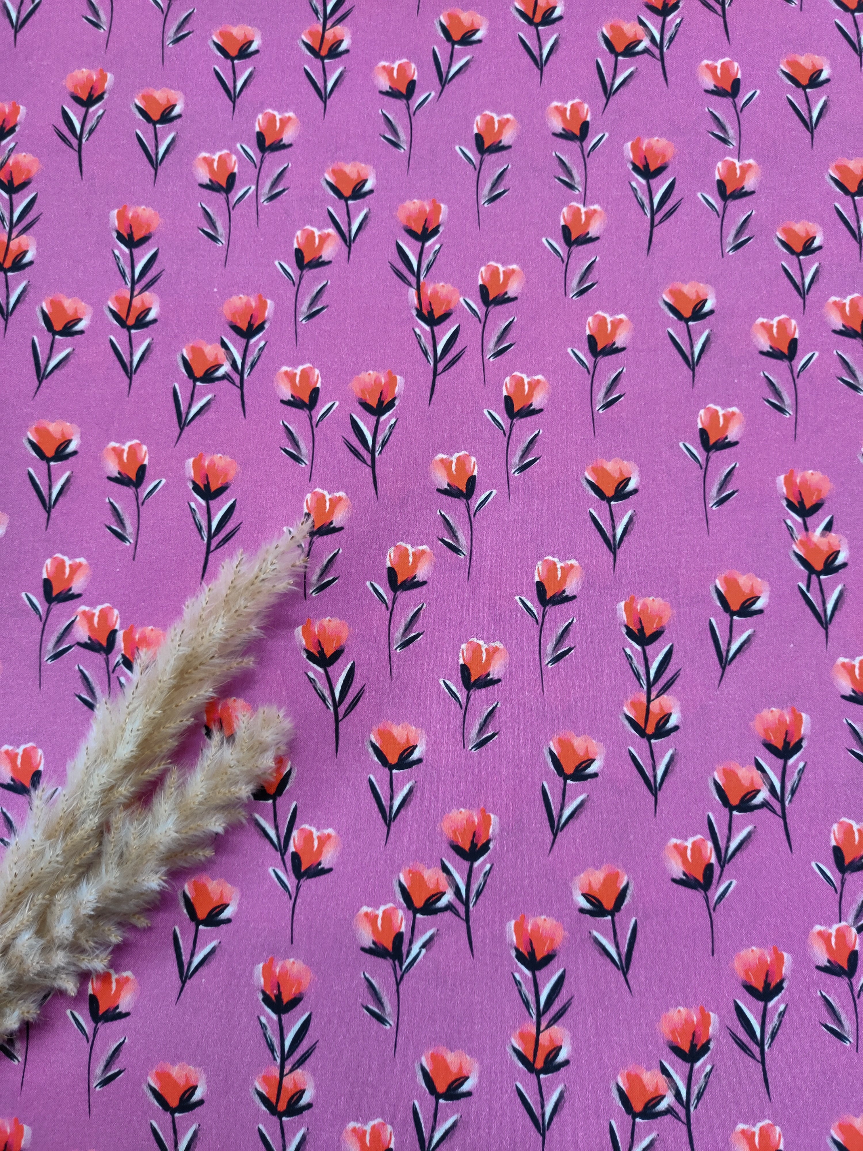 Popeline de coton fuchsia - Éclats de pétales