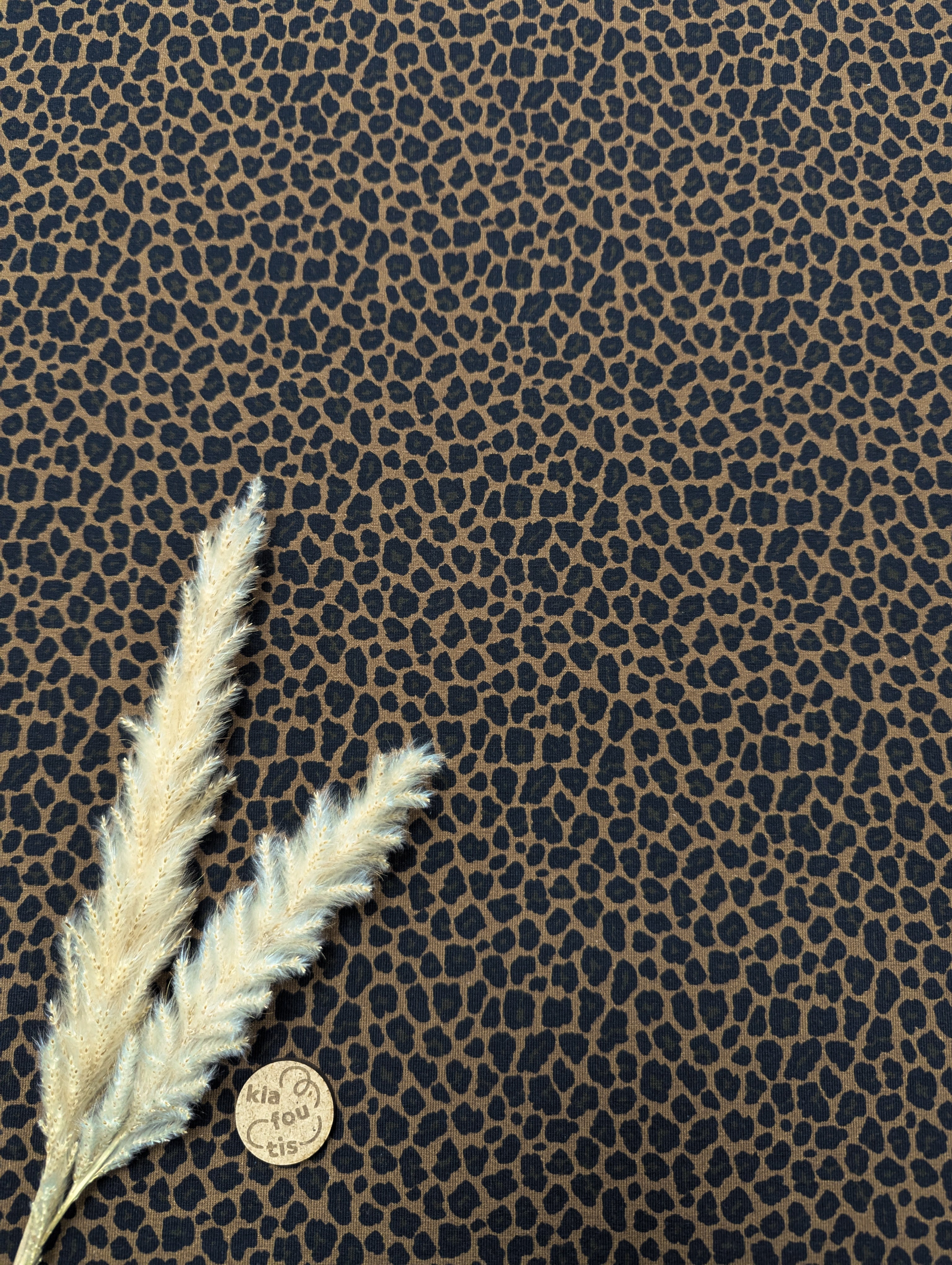 Jersey de coton marron - Mini léopard élégant