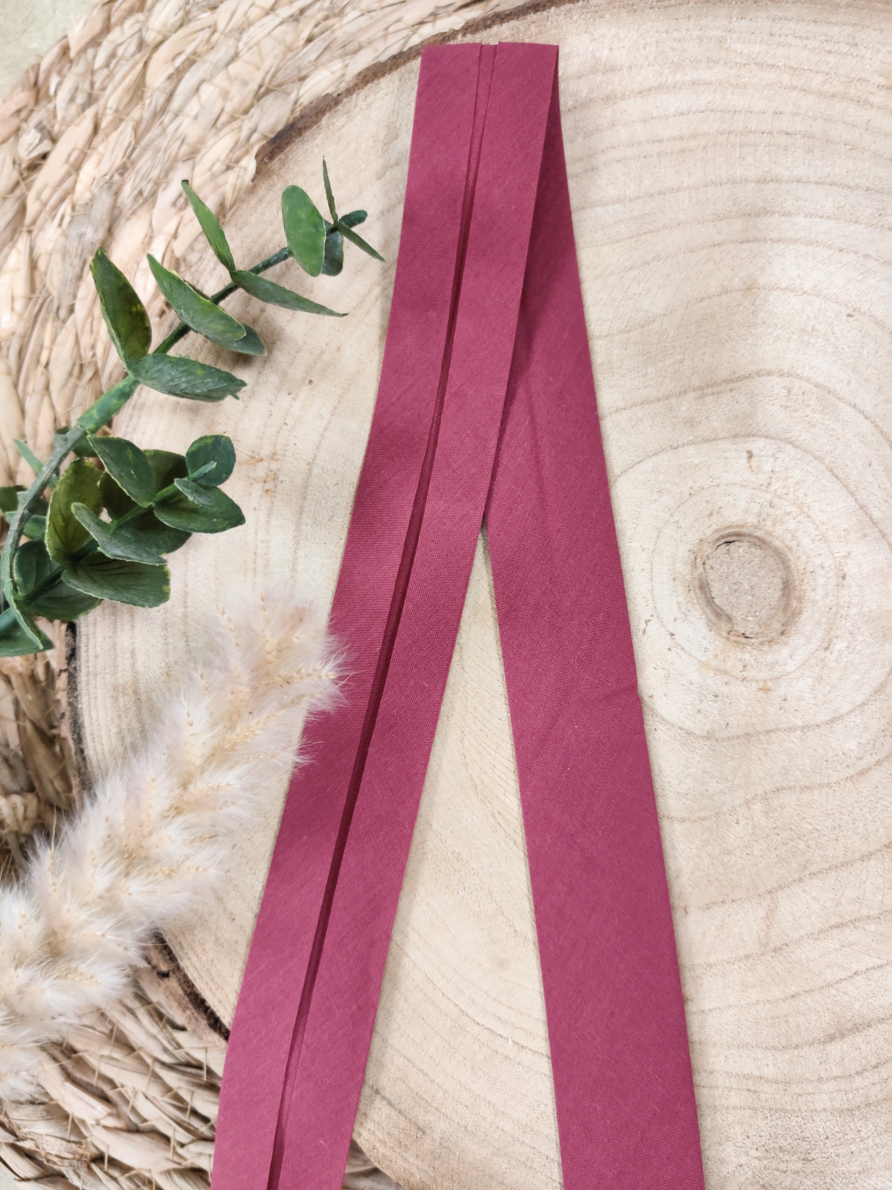 Biais pré-plié 27 mm - Lie de vin