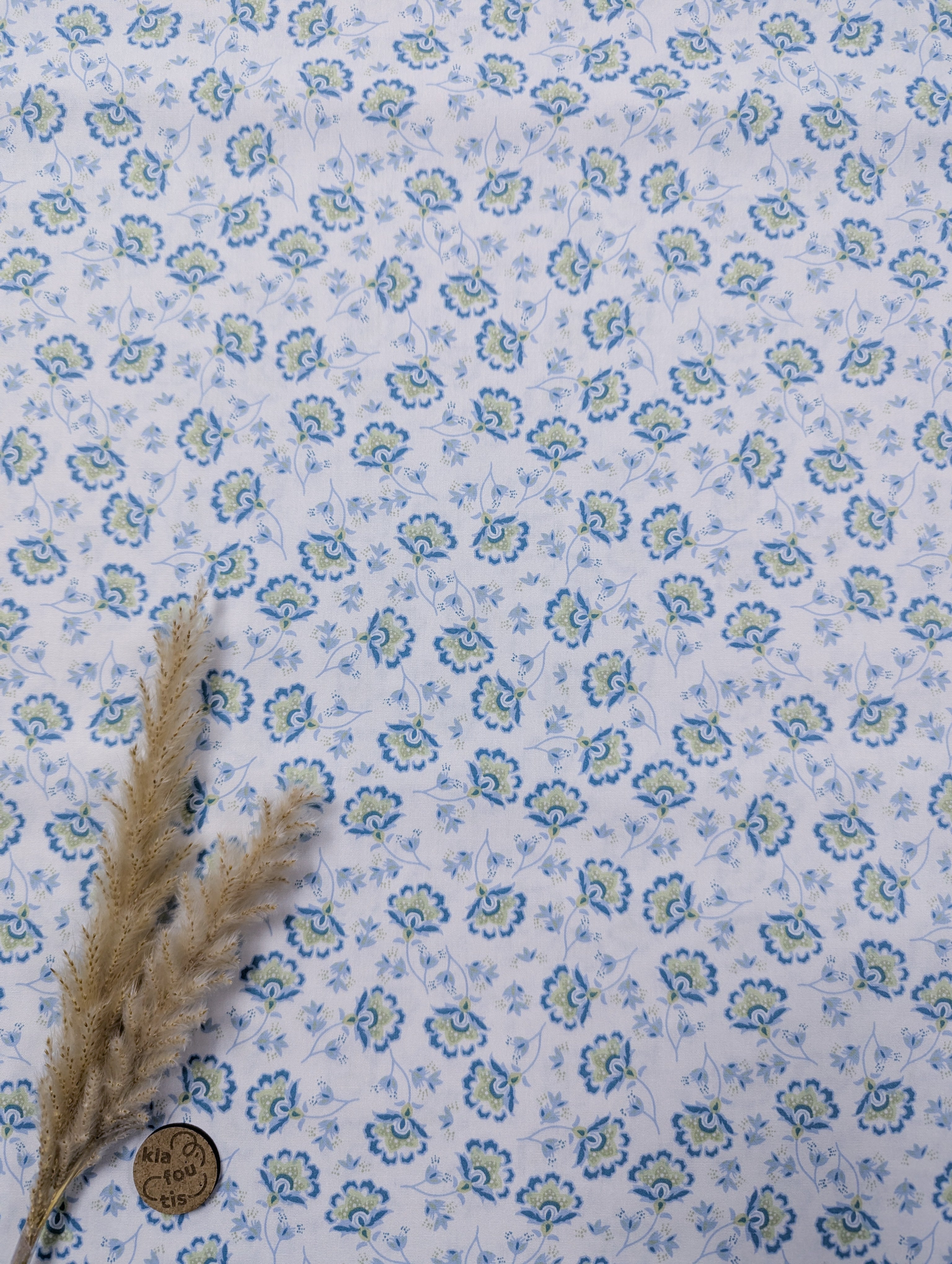 Popeline de coton écru - fleurs type paisley