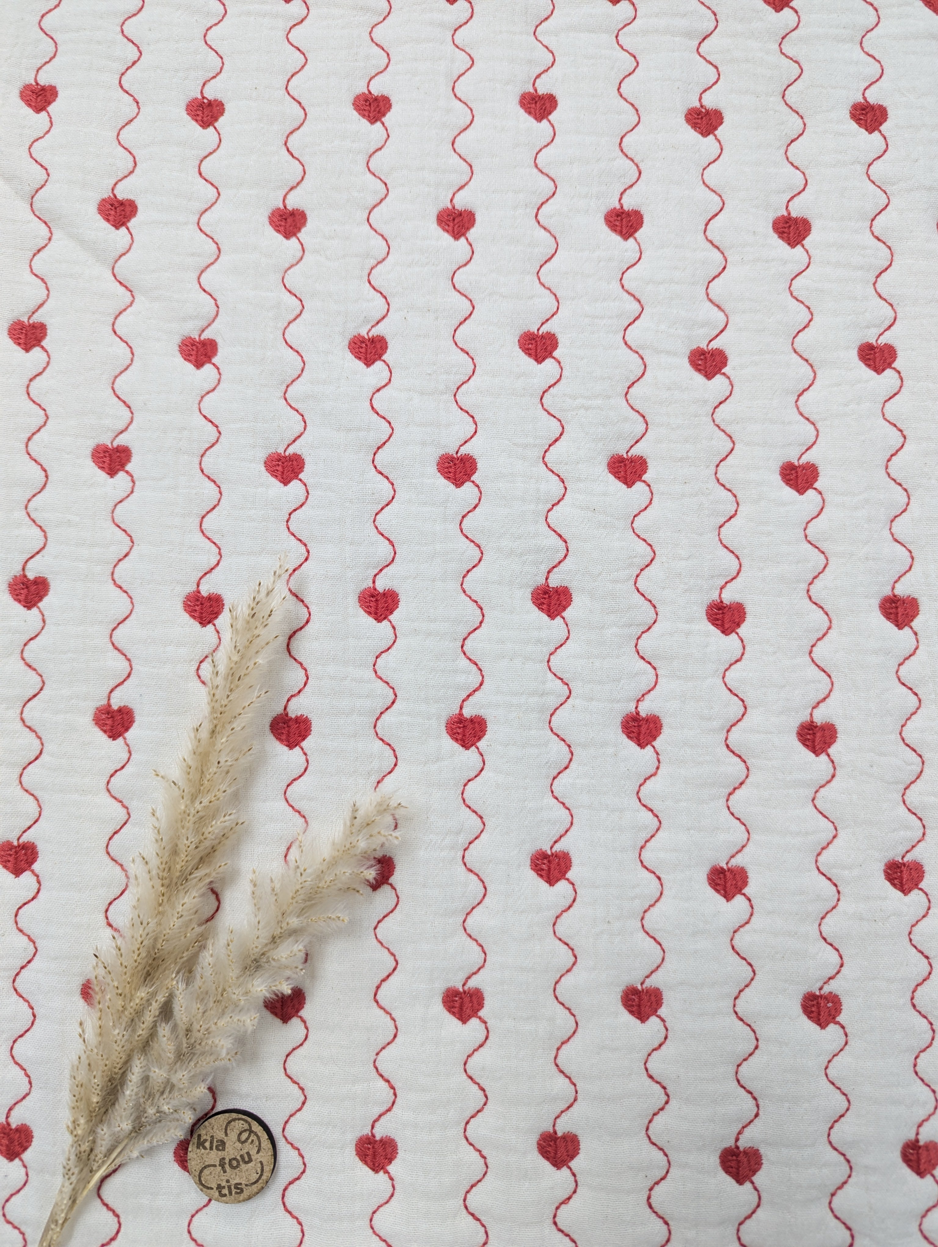 Double gaze matelassée beige naturel - Coeurs en folie