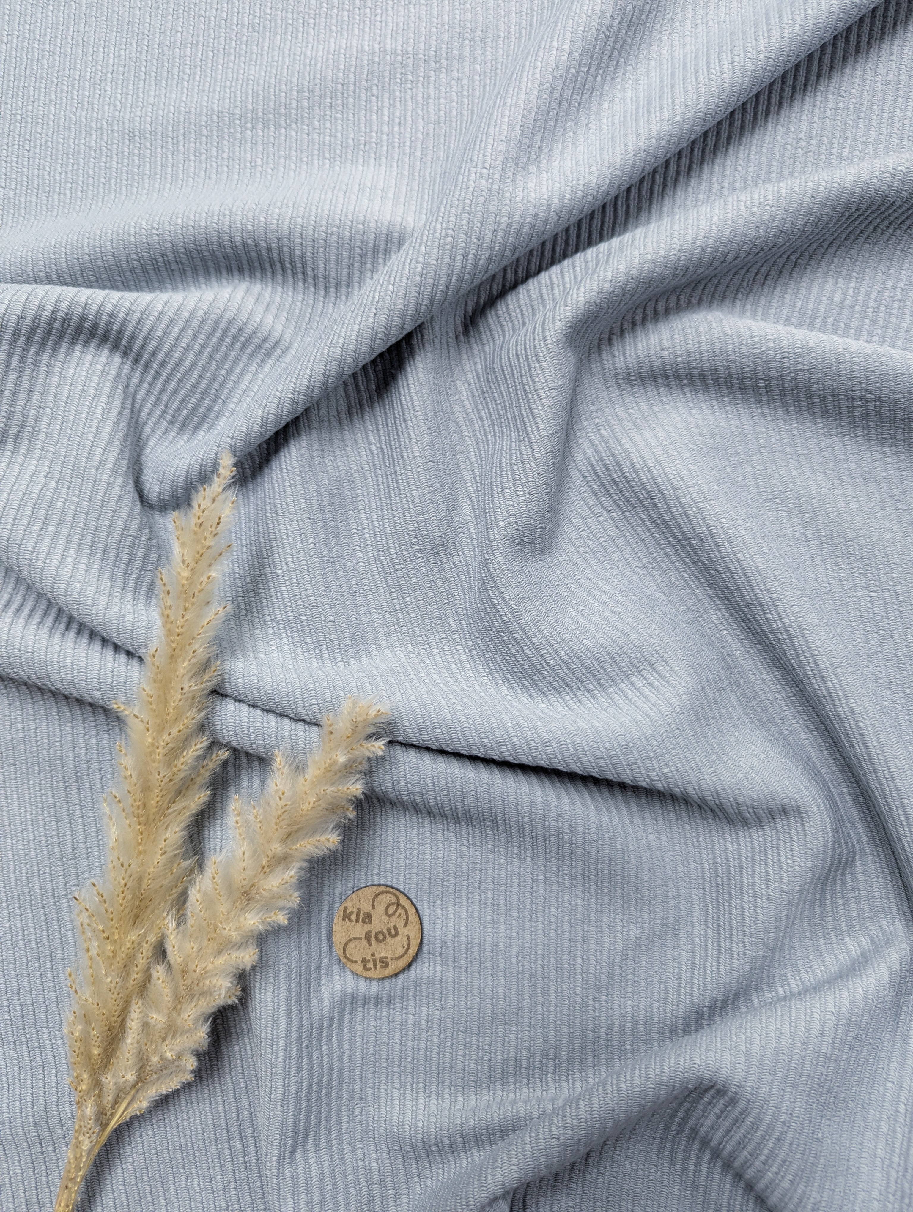 Maille striée 100% coton  - bleu clair