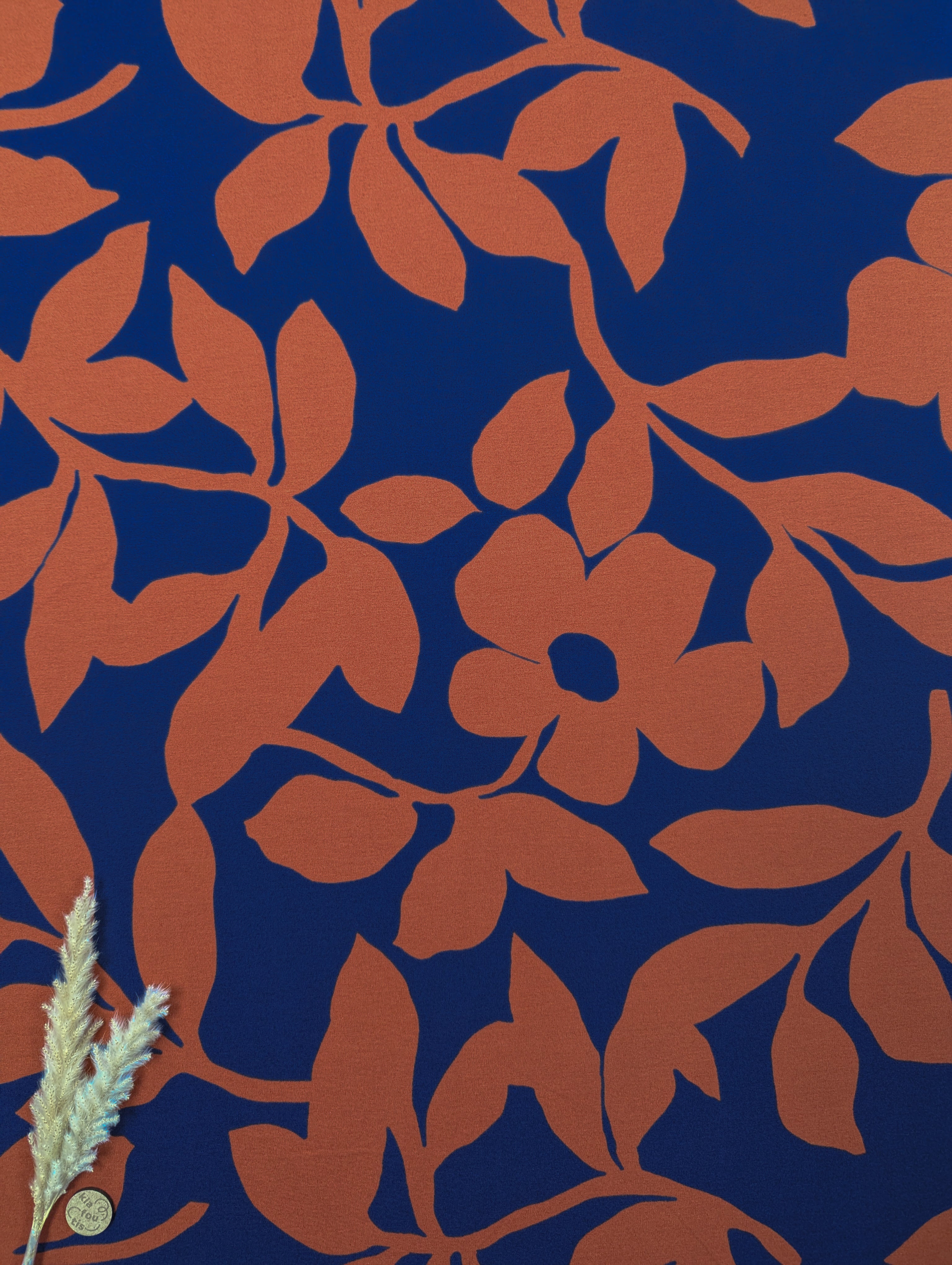 Jersey milano marine et brique - feuillage duochrome
