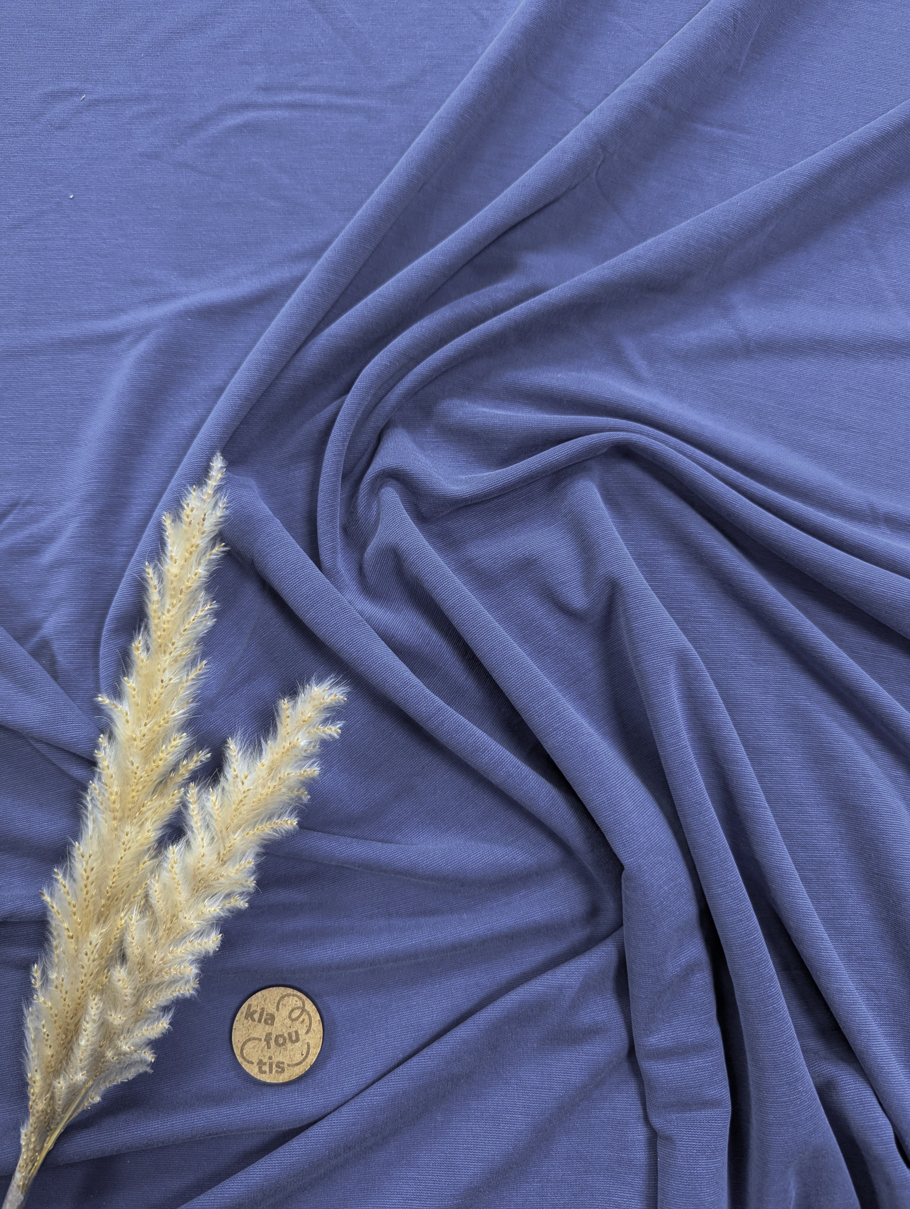 Jersey interlock de viscose - bleu denim