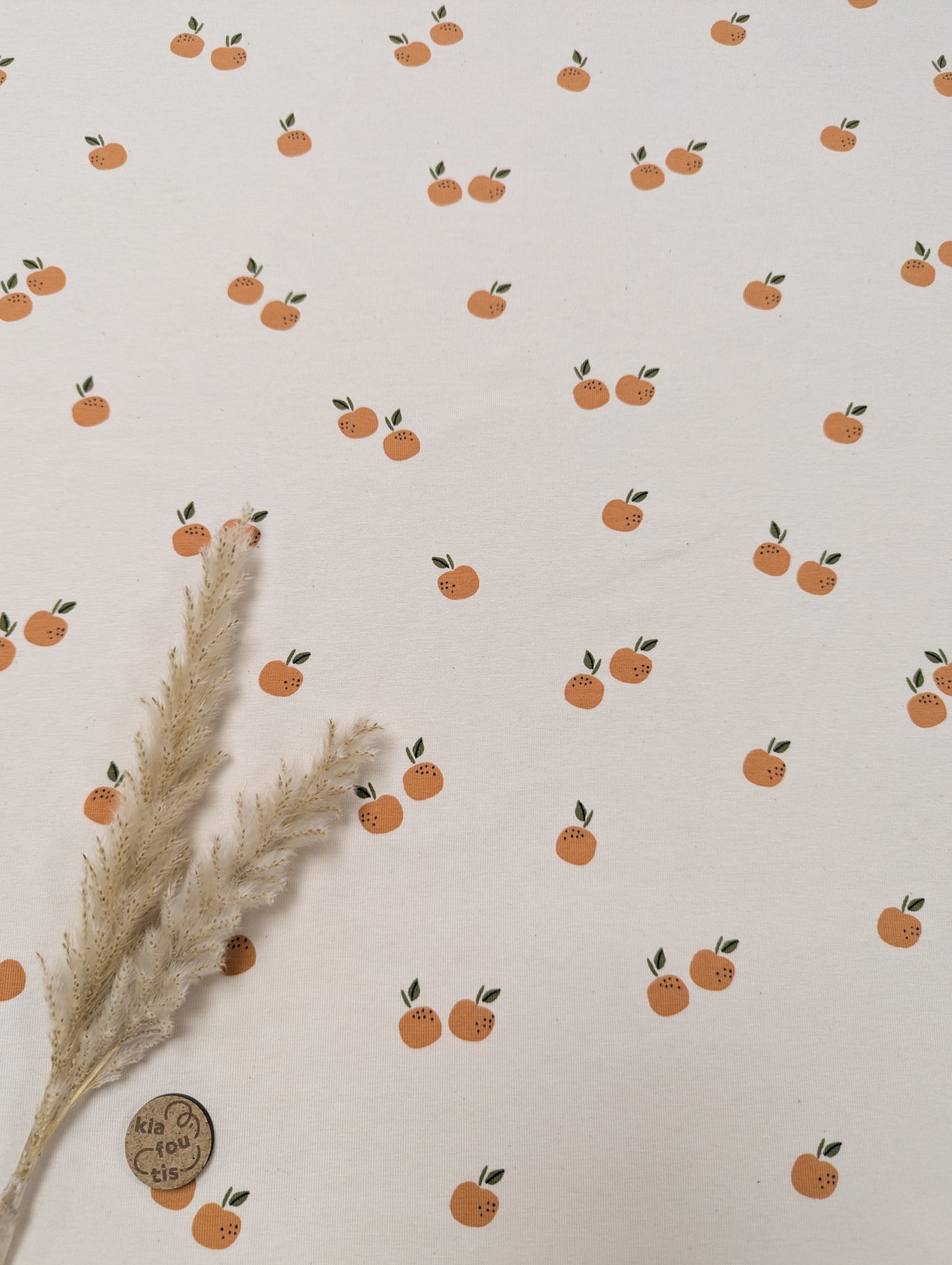 Jersey de coton beige naturel - Petites mandarines