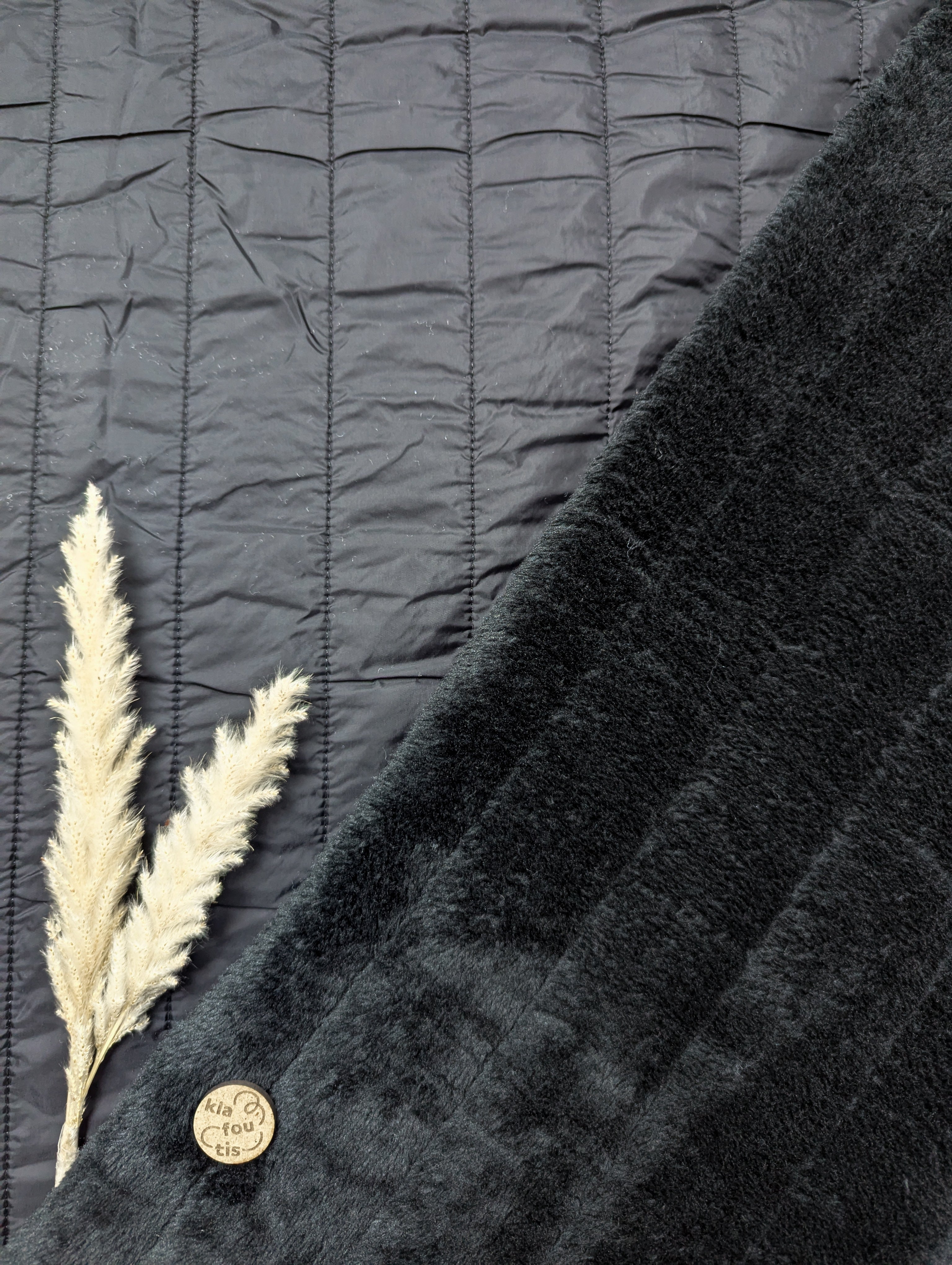 Matelassé doublé fourrure - noir