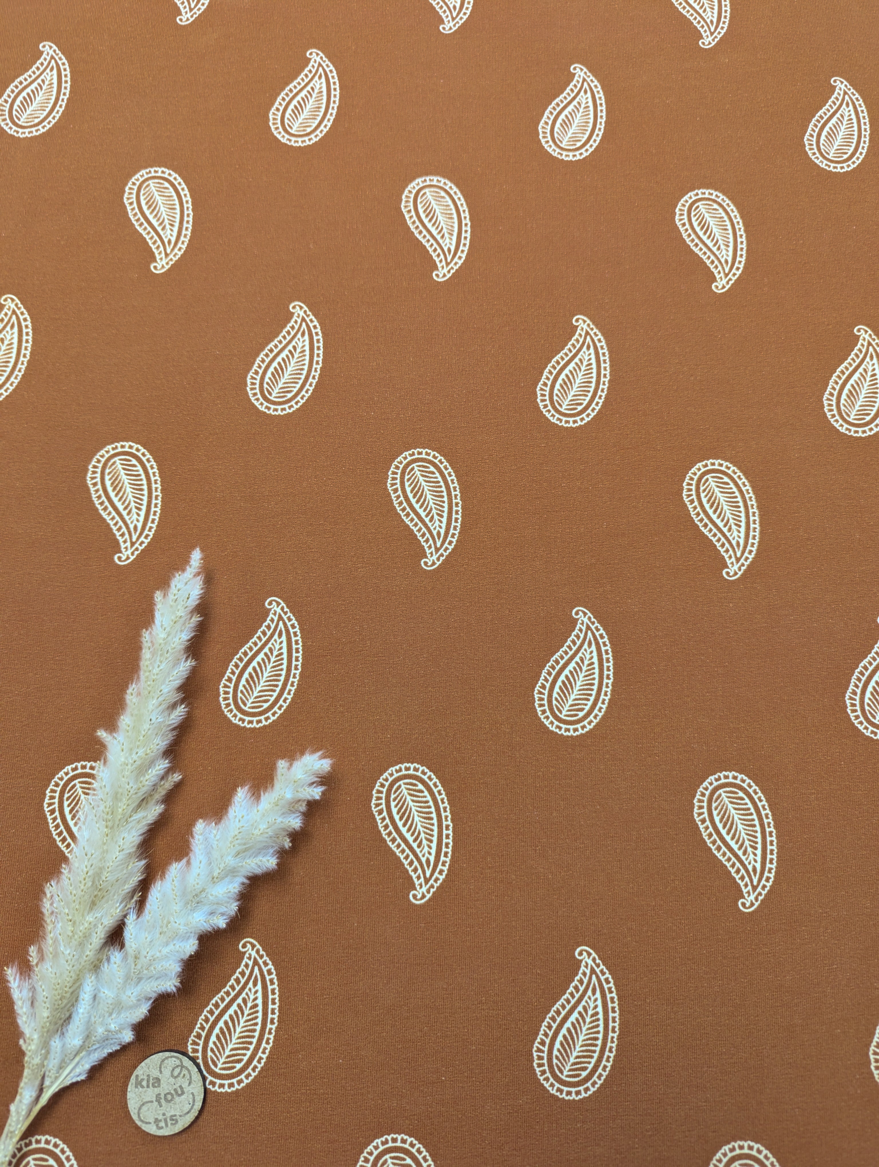 French Terry brossé whisky - Paisley