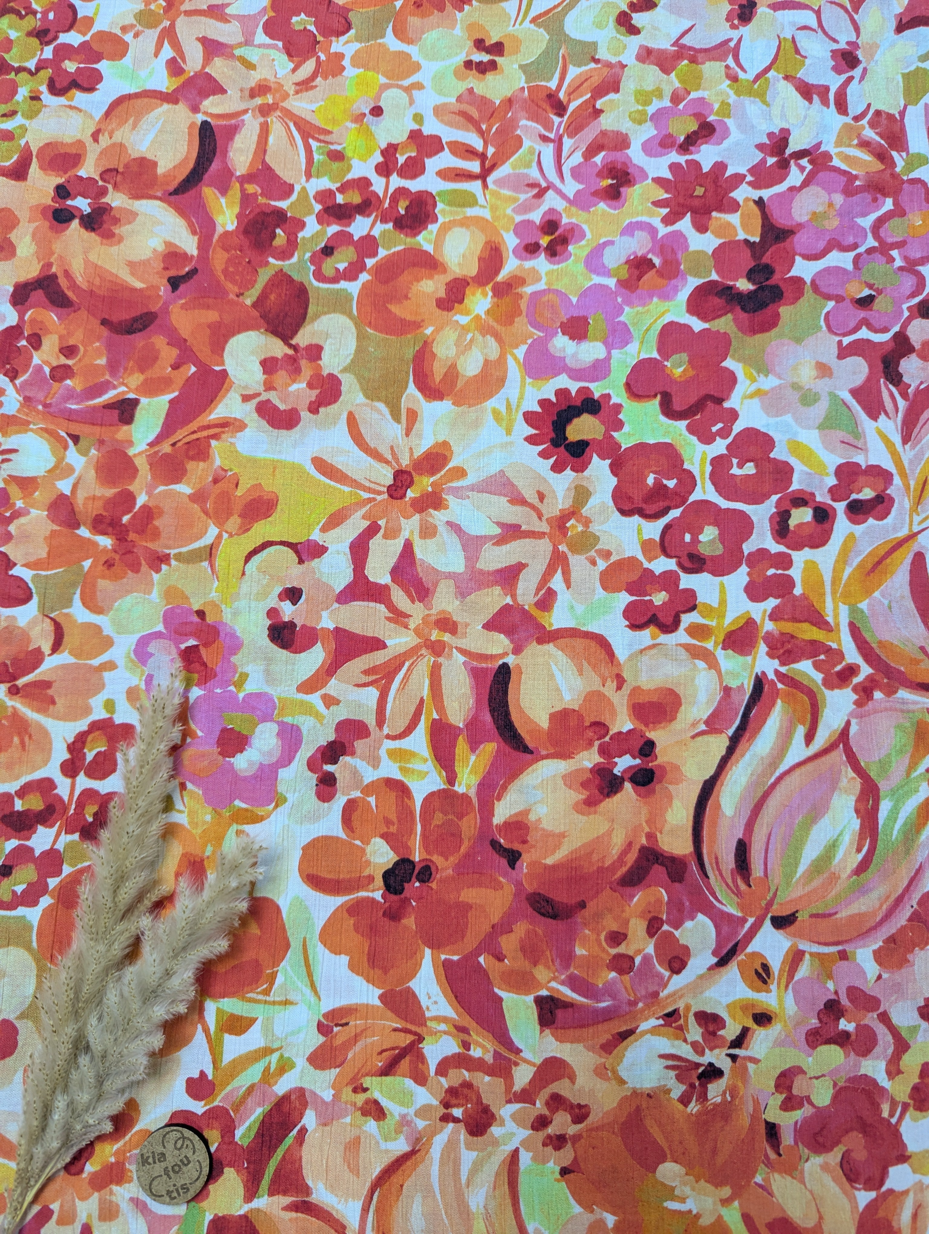 Popeline de viscose crinkle - joie ardente
