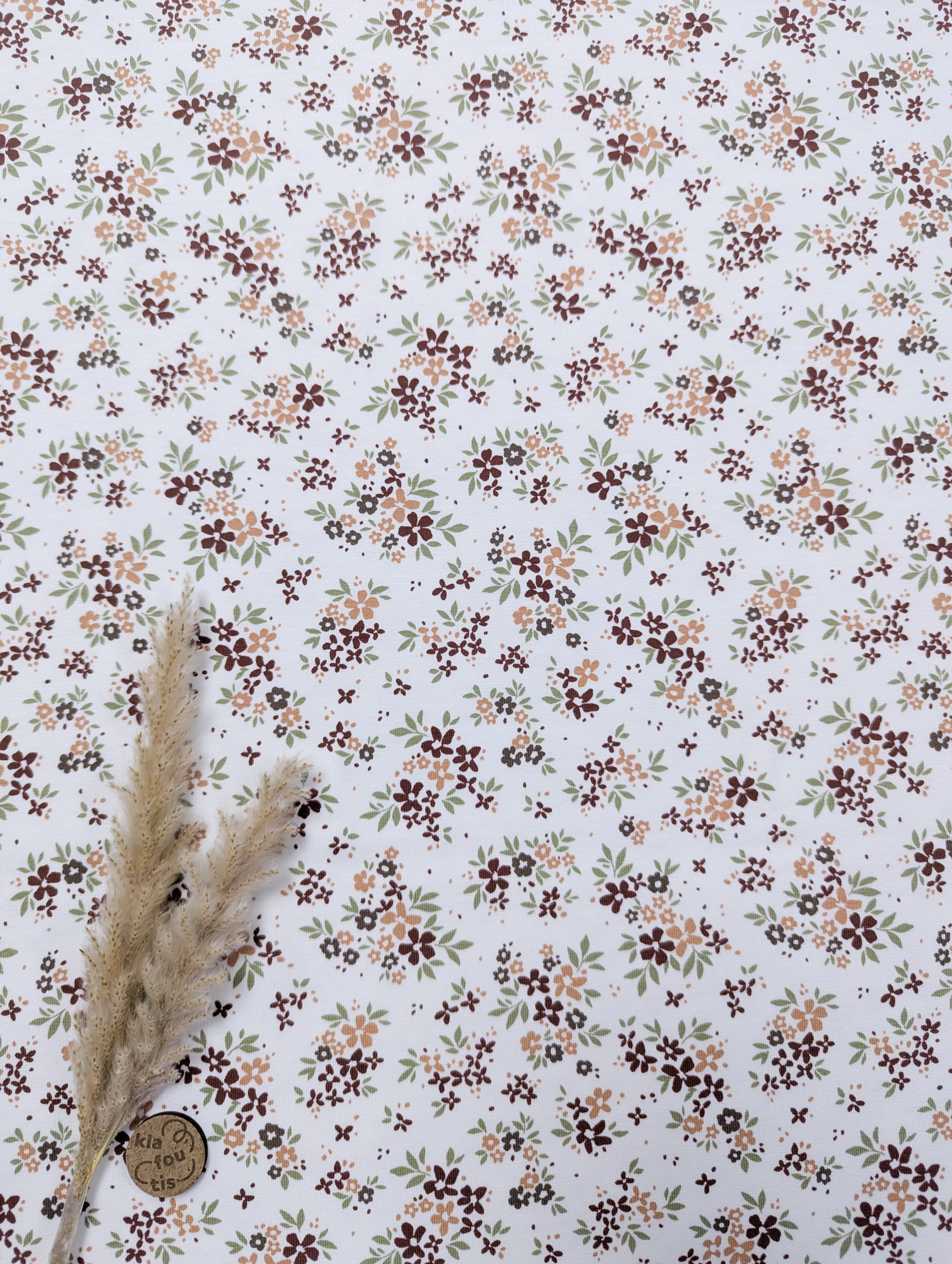 Jersey de coton écru - herbier naturel