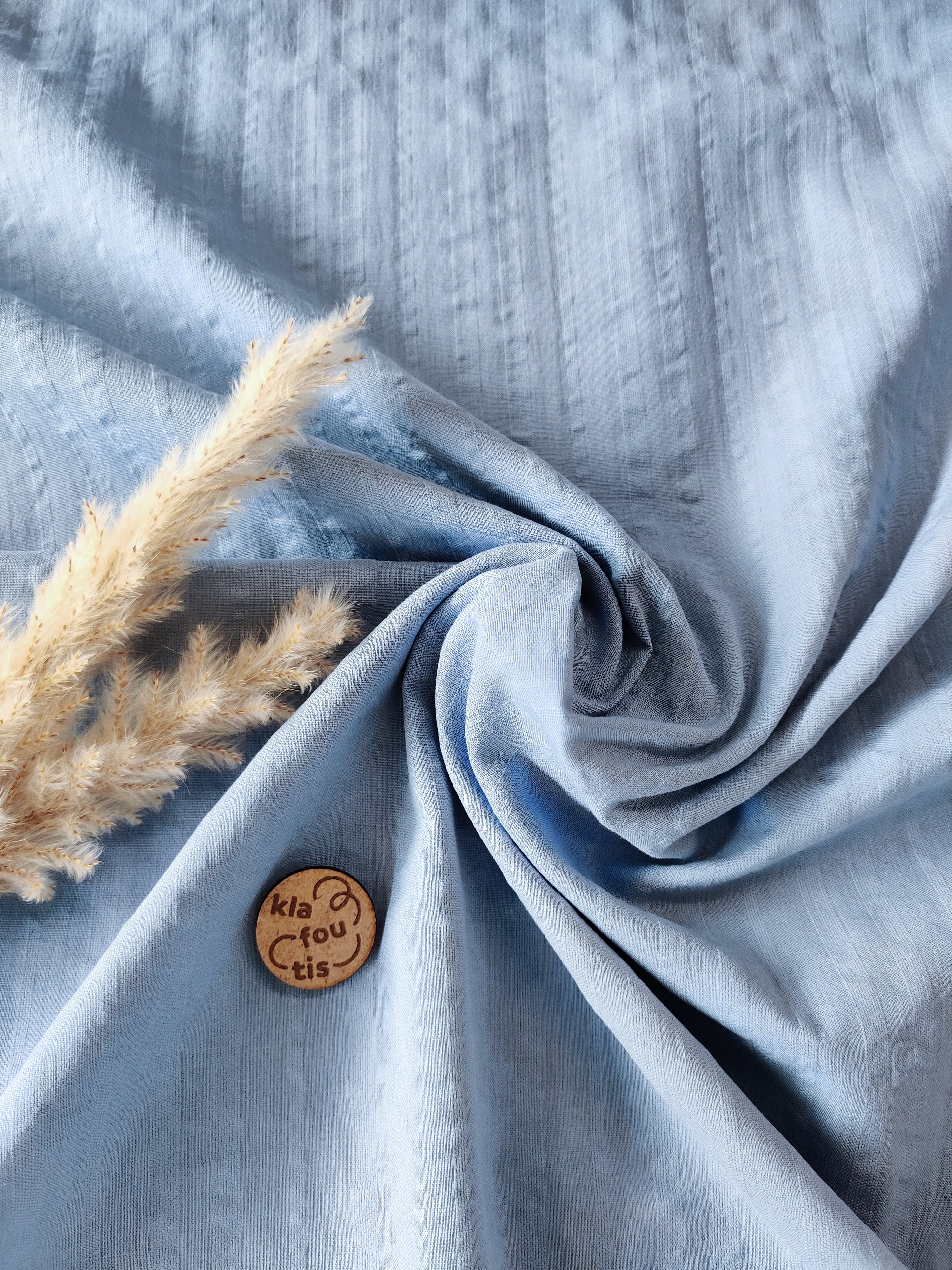 Popeline de coton seersucker - Bleu ciel