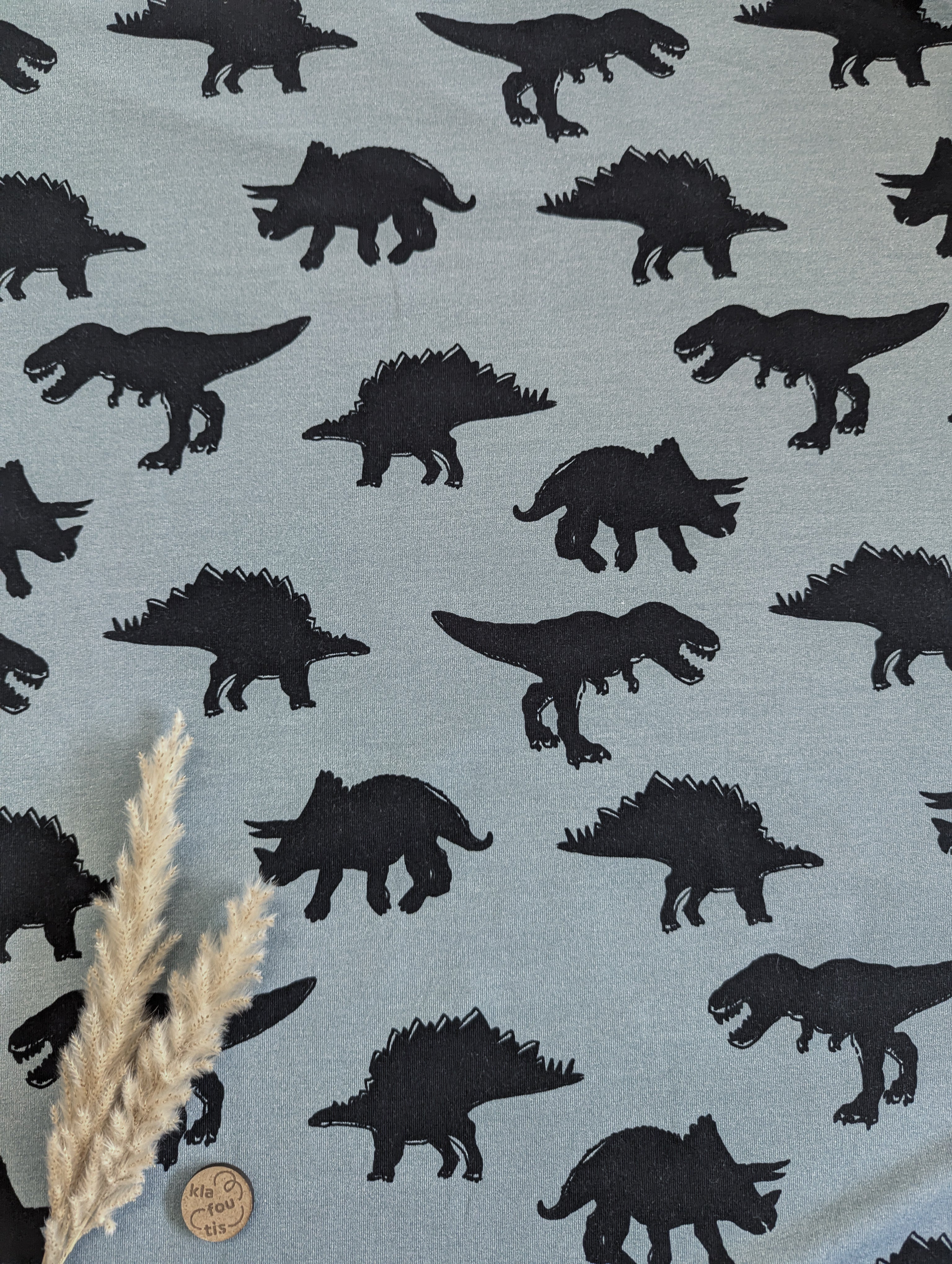 French Terry bleu acier - ombres du jurassique