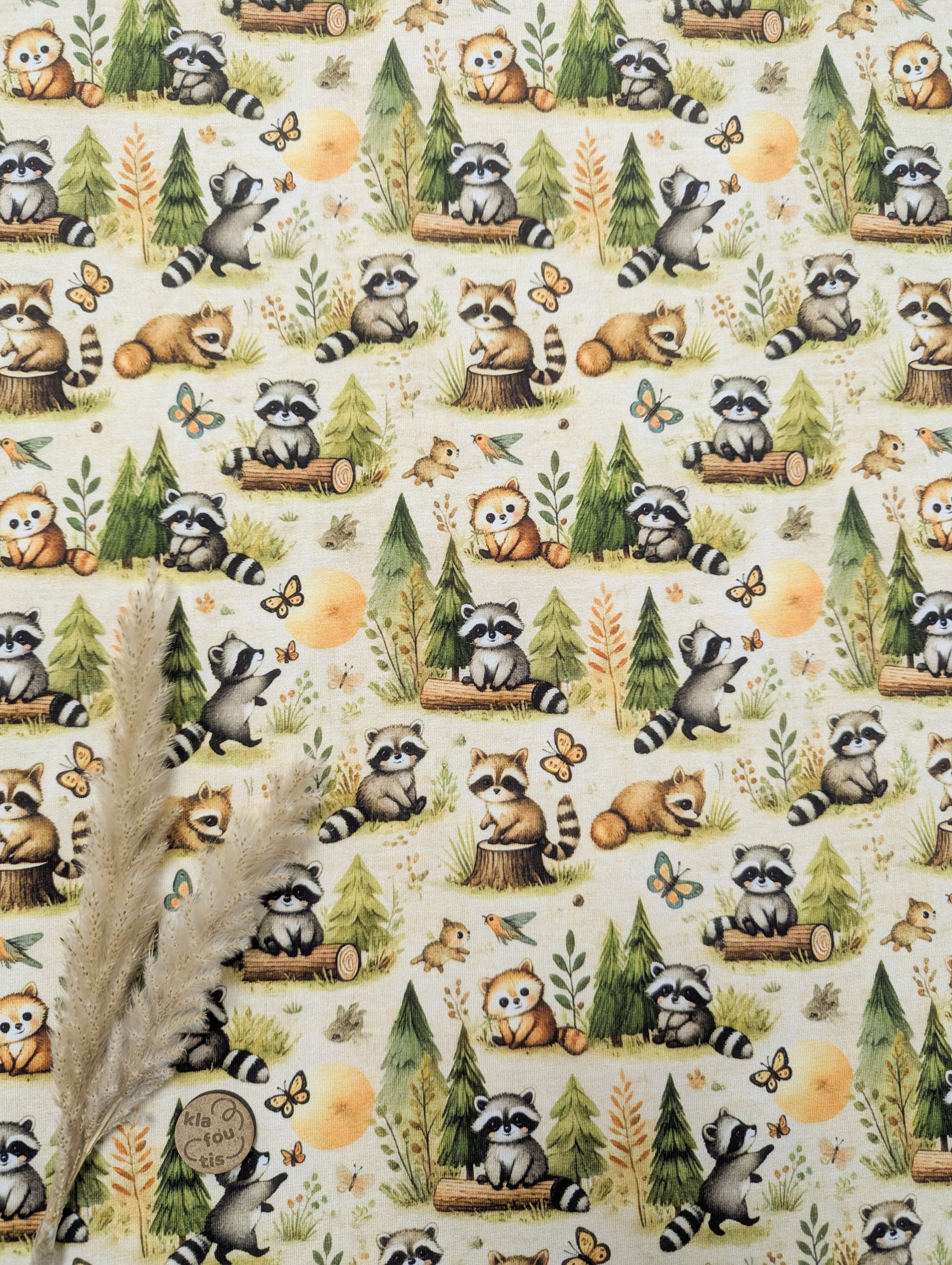 Jersey de coton beige - petits ratons