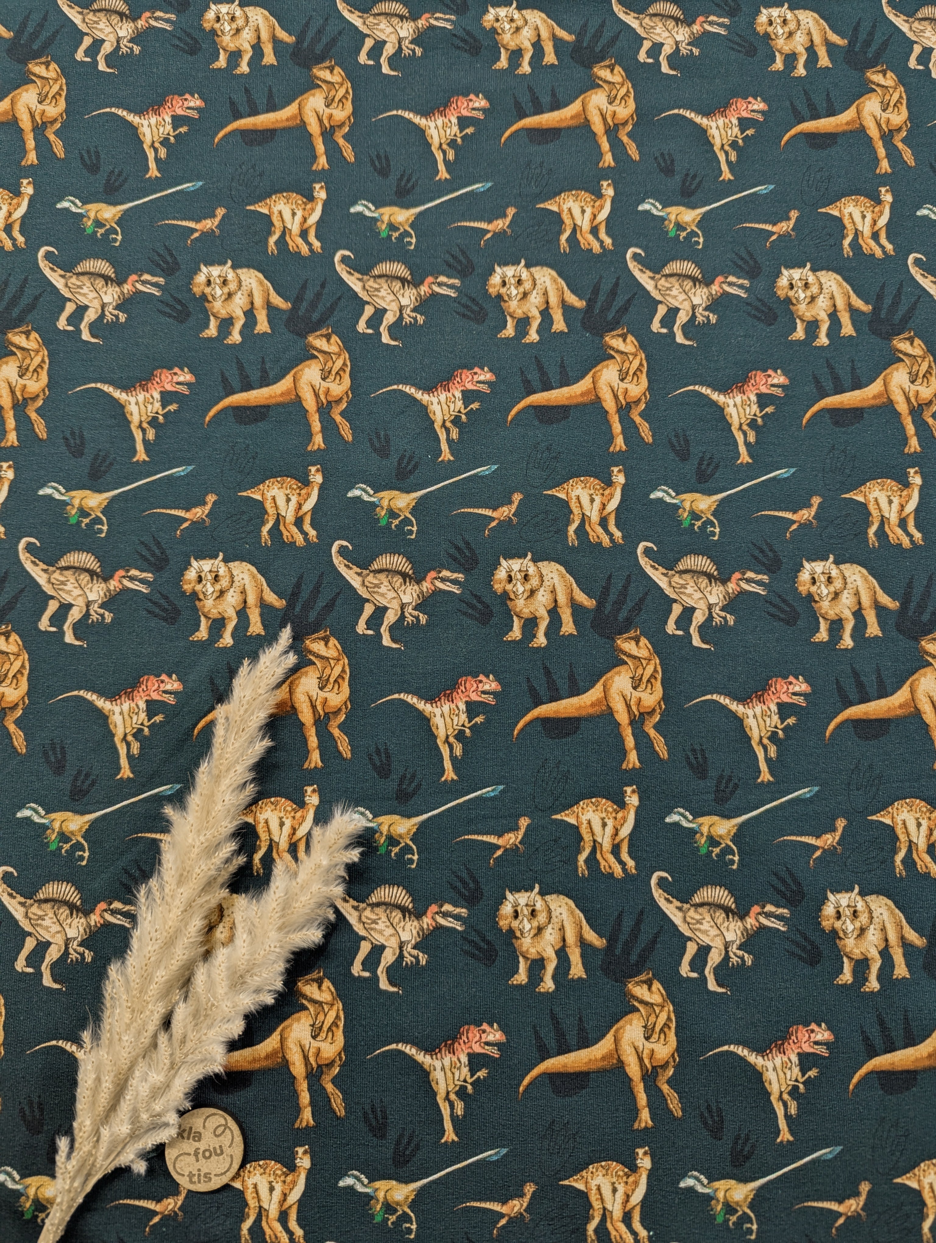 French Terry vert canard - ère du jurassique