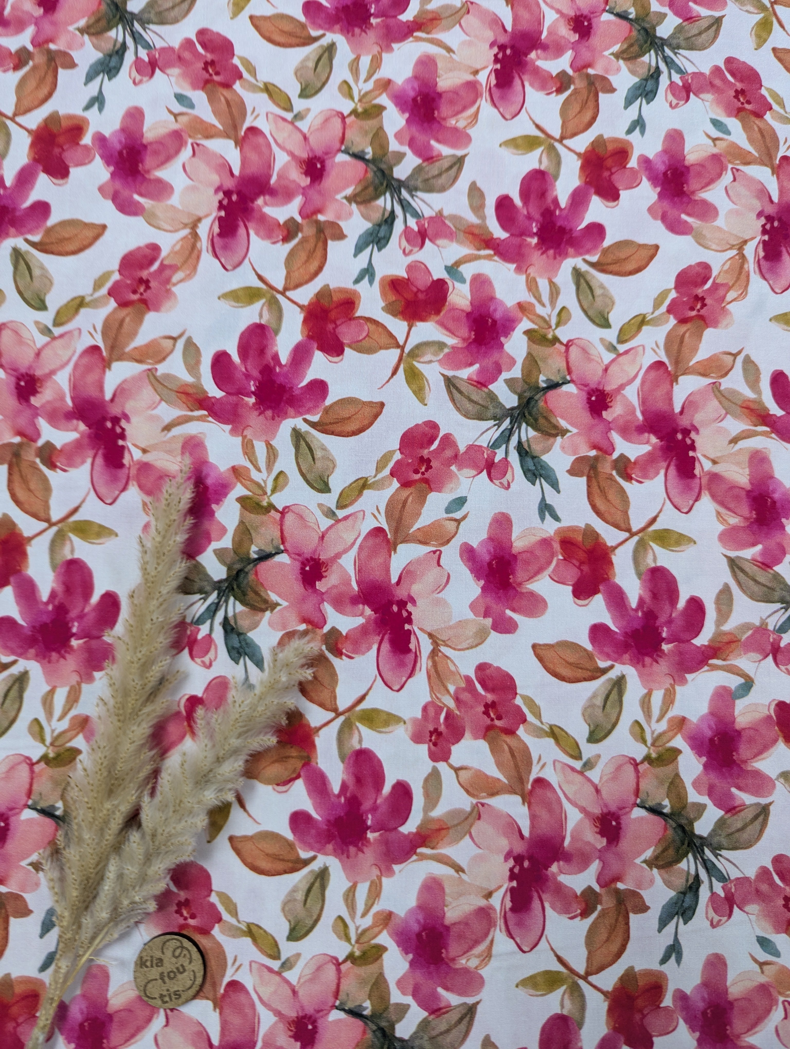 Popeline de viscose écru - rosée florale