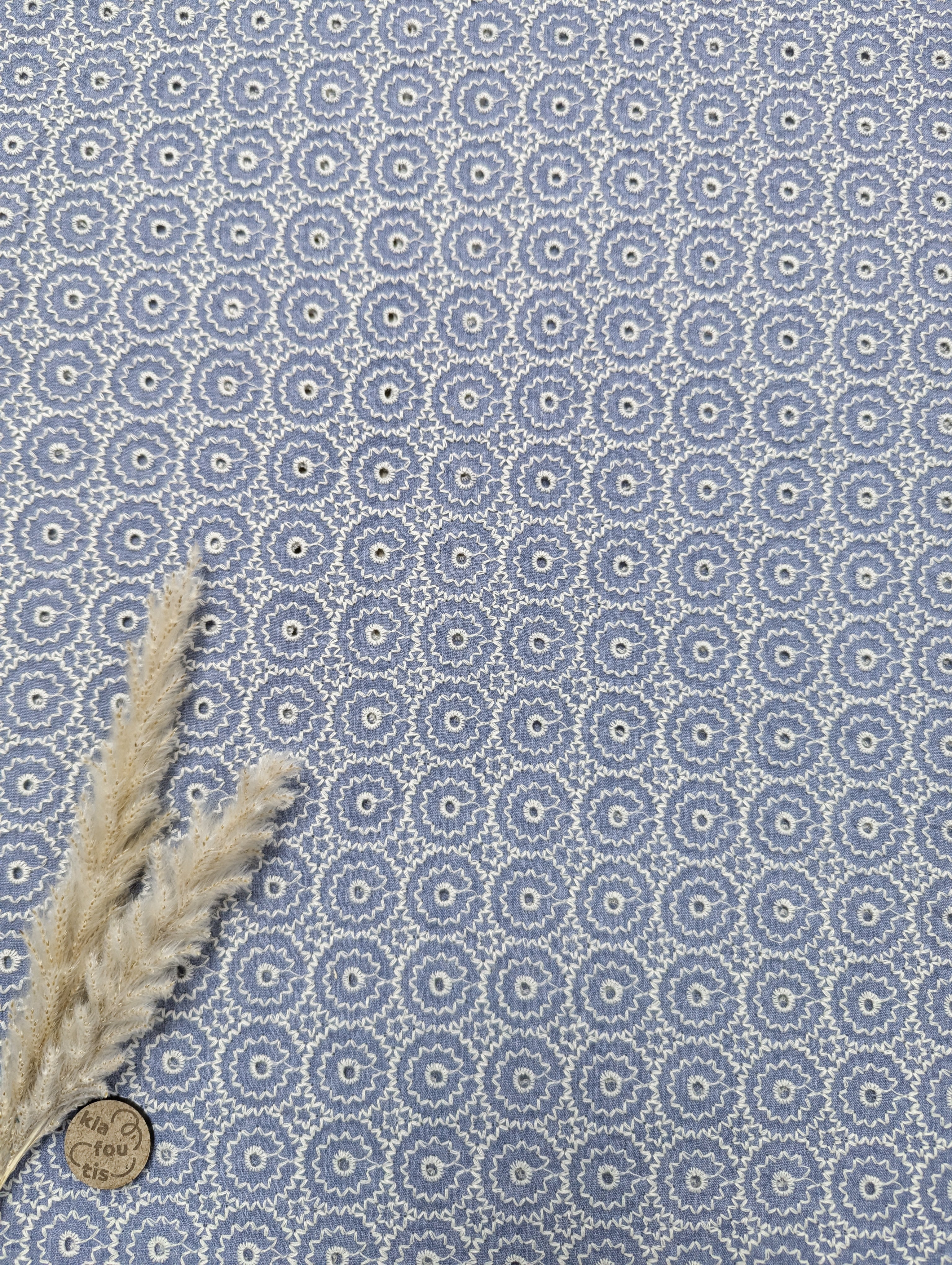 Broderie de luxe bleu denim - jolies cercles