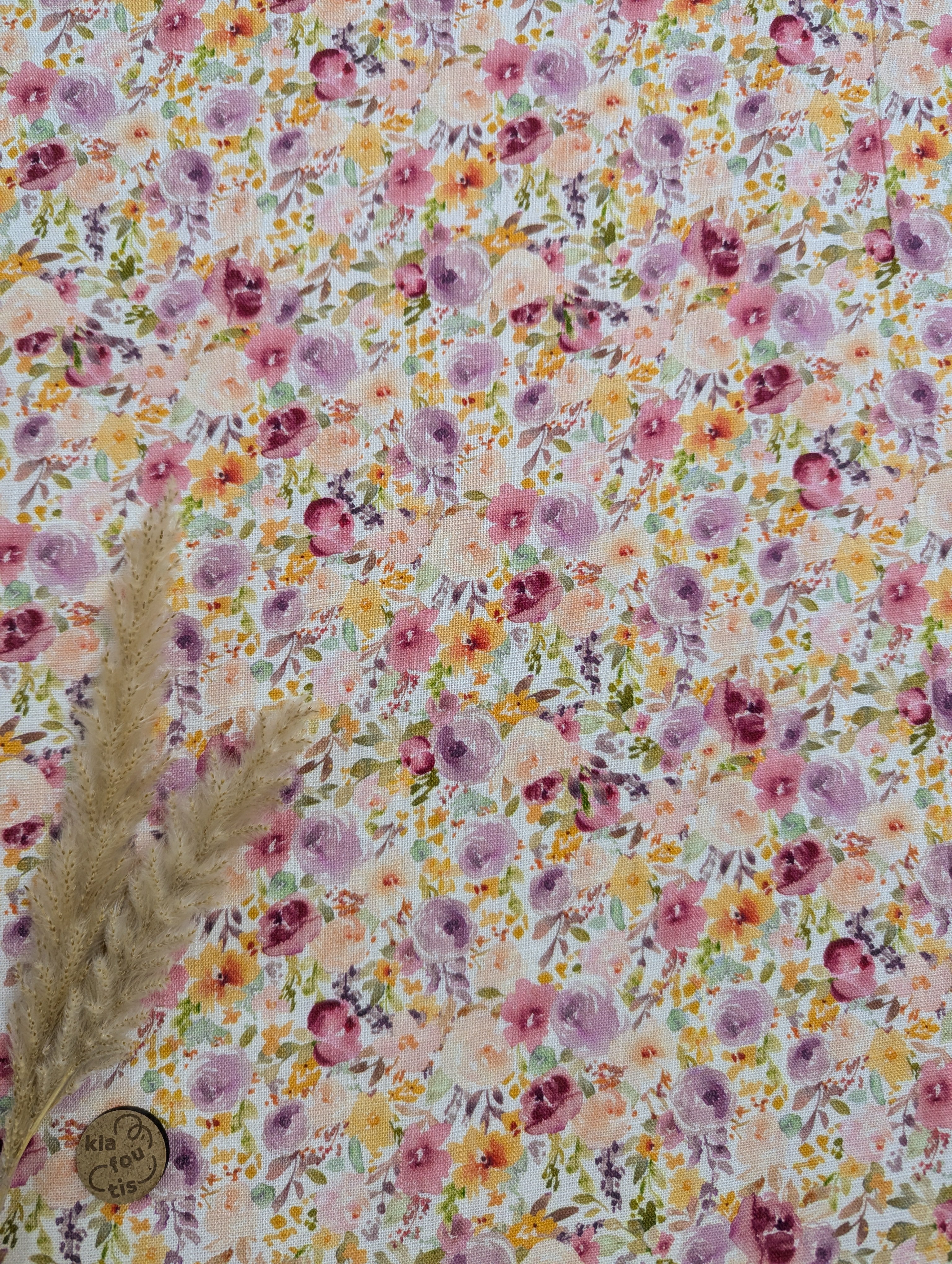 Lin viscose écru - floraison de printemps